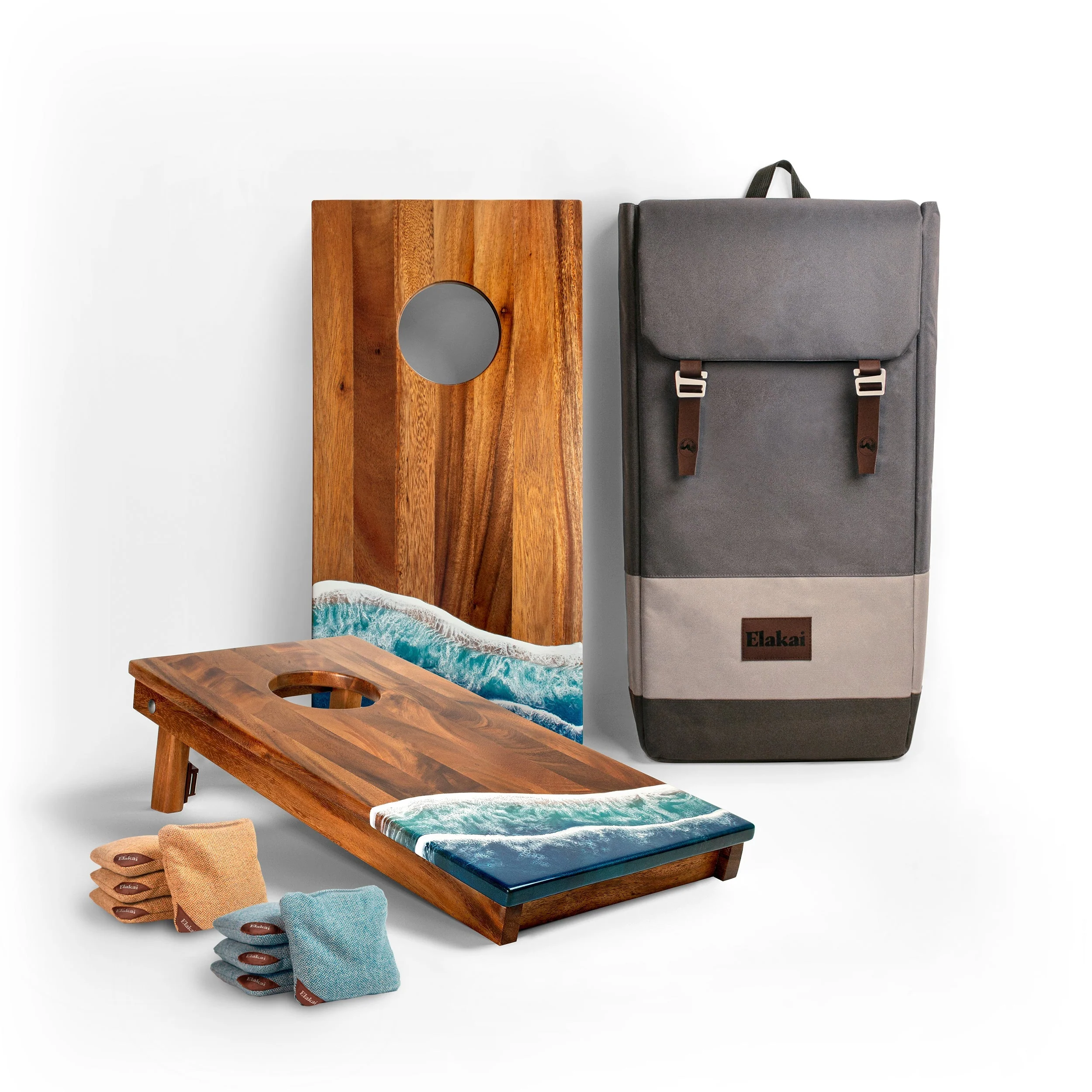 1ft x 2ft Resin & Wood Travel Cornhole Set | Beach Wave