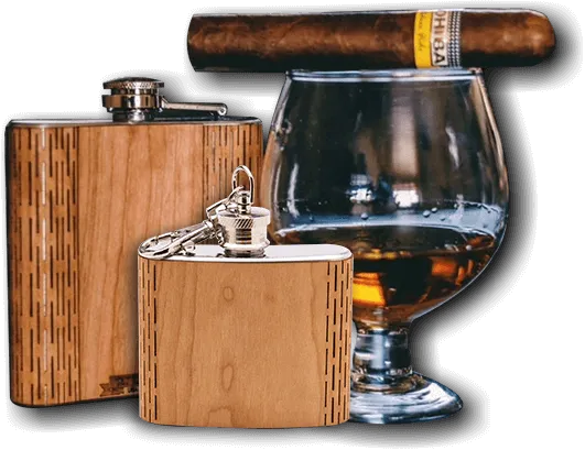 6 oz. Wooden Hip Flask (California Republic Flag in Mahogany) - Image 2