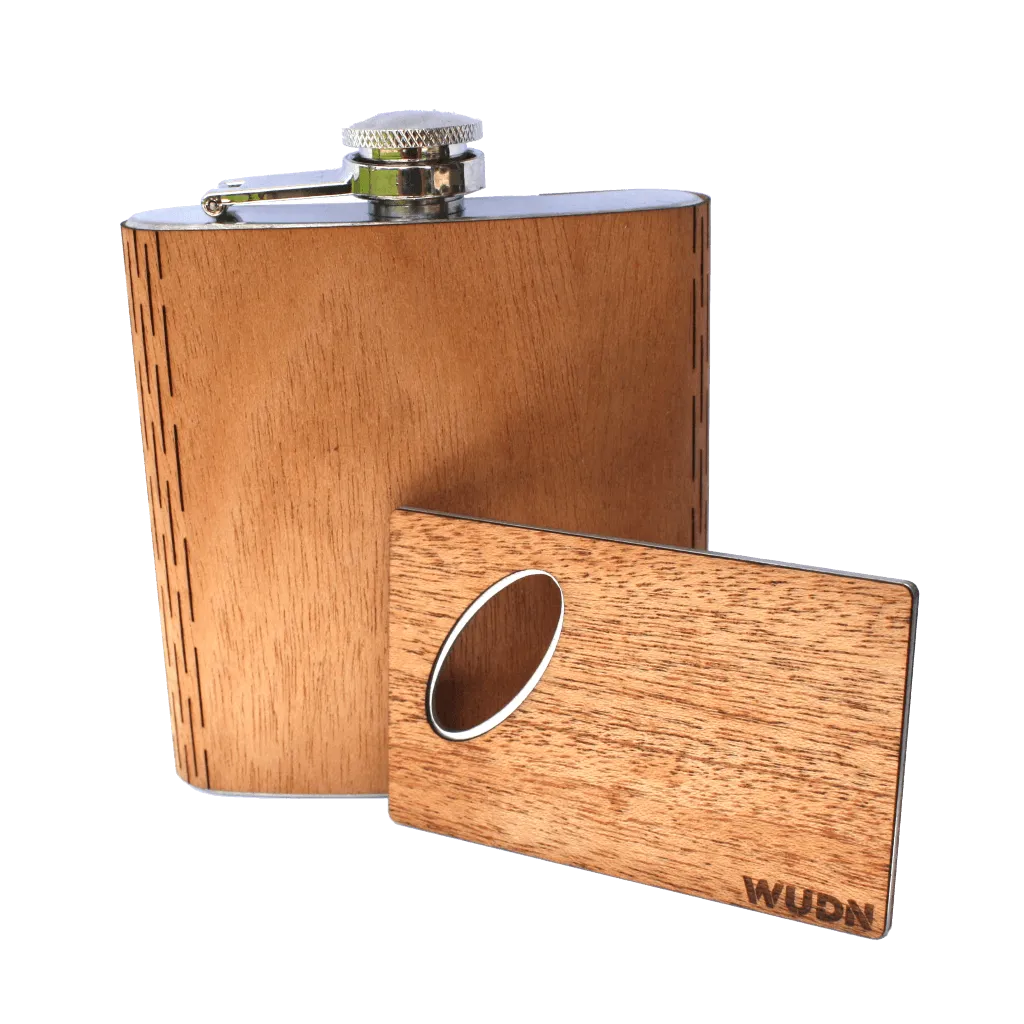 6 oz. Wooden Hip Flask & Matching Credit Card Bottle Opener (2-Piece Flask Set) - Image 3