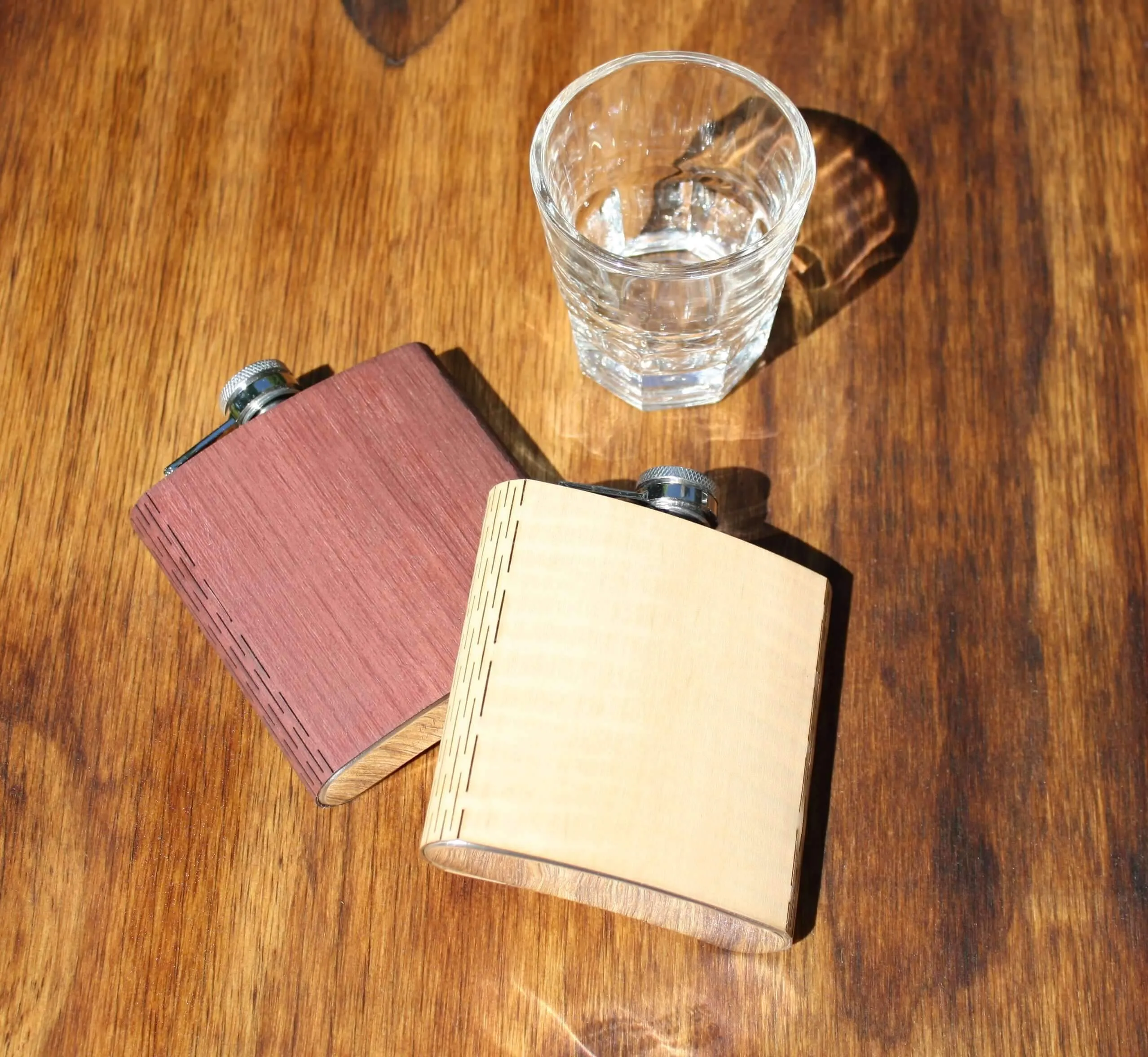 6 oz. Wooden Hip Flask (Mt. Rainier in Mahogany & Black Walnut) - Image 7