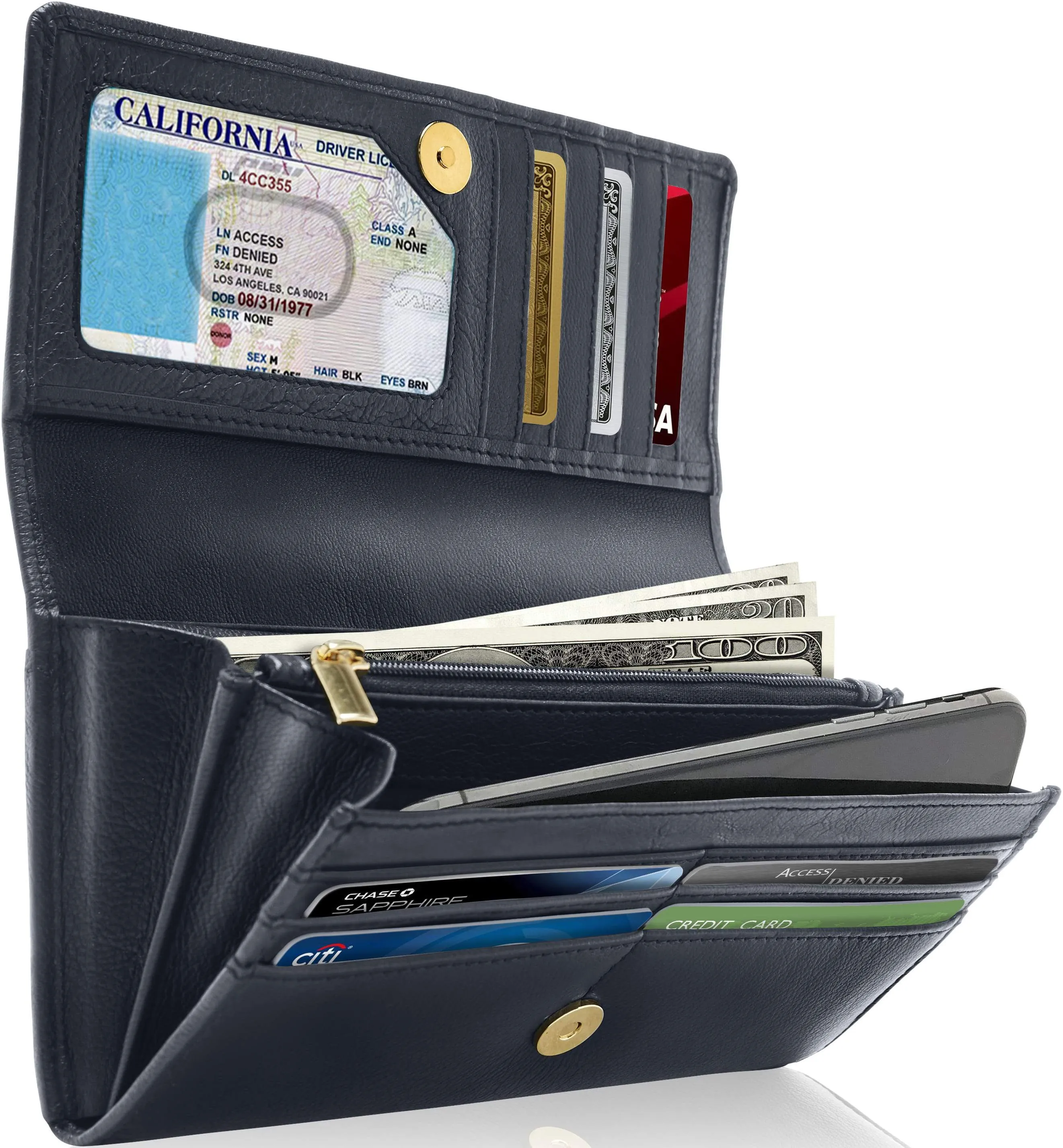 Leather RFID Accordion Clutch - Image 21