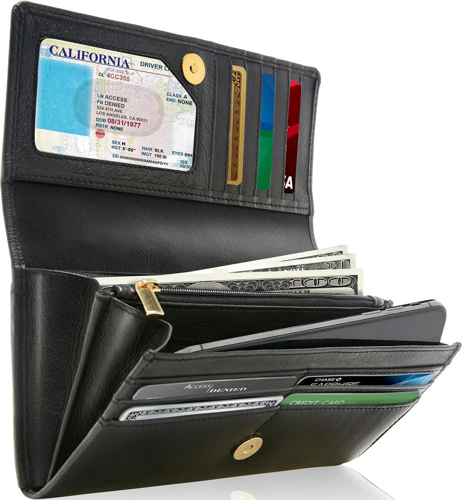 Leather RFID Accordion Clutch - Image 9