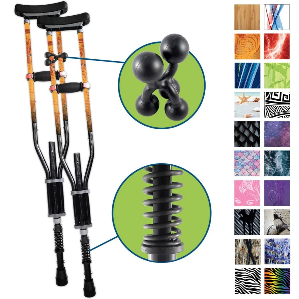 Adjustable Spring Cushion Crutches Perfect for Sports Injuries and Travel - Heights 4'7" to 6'6" - Adjust to 22" for Travel - Choice of Colors - Image 22