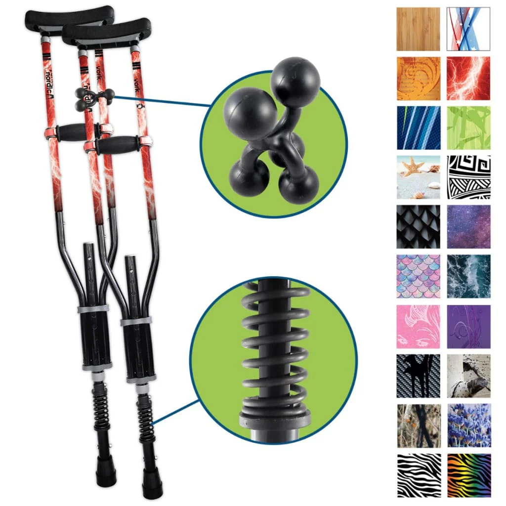 Adjustable Spring Cushion Crutches Perfect for Sports Injuries and Travel - Heights 4'7" to 6'6" - Adjust to 22" for Travel - Choice of Colors - Image 28