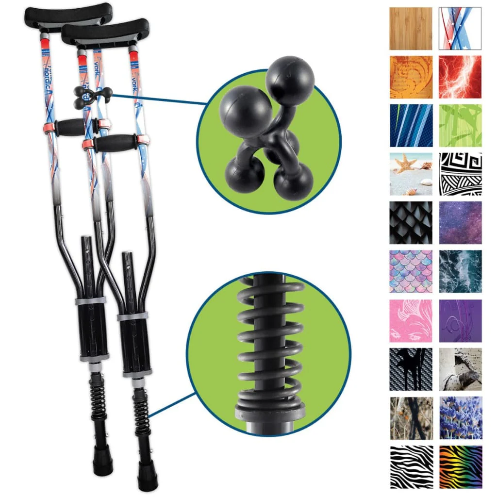 Adjustable Spring Cushion Crutches Perfect for Sports Injuries and Travel - Heights 4'7" to 6'6" - Adjust to 22" for Travel - Choice of Colors - Image 29