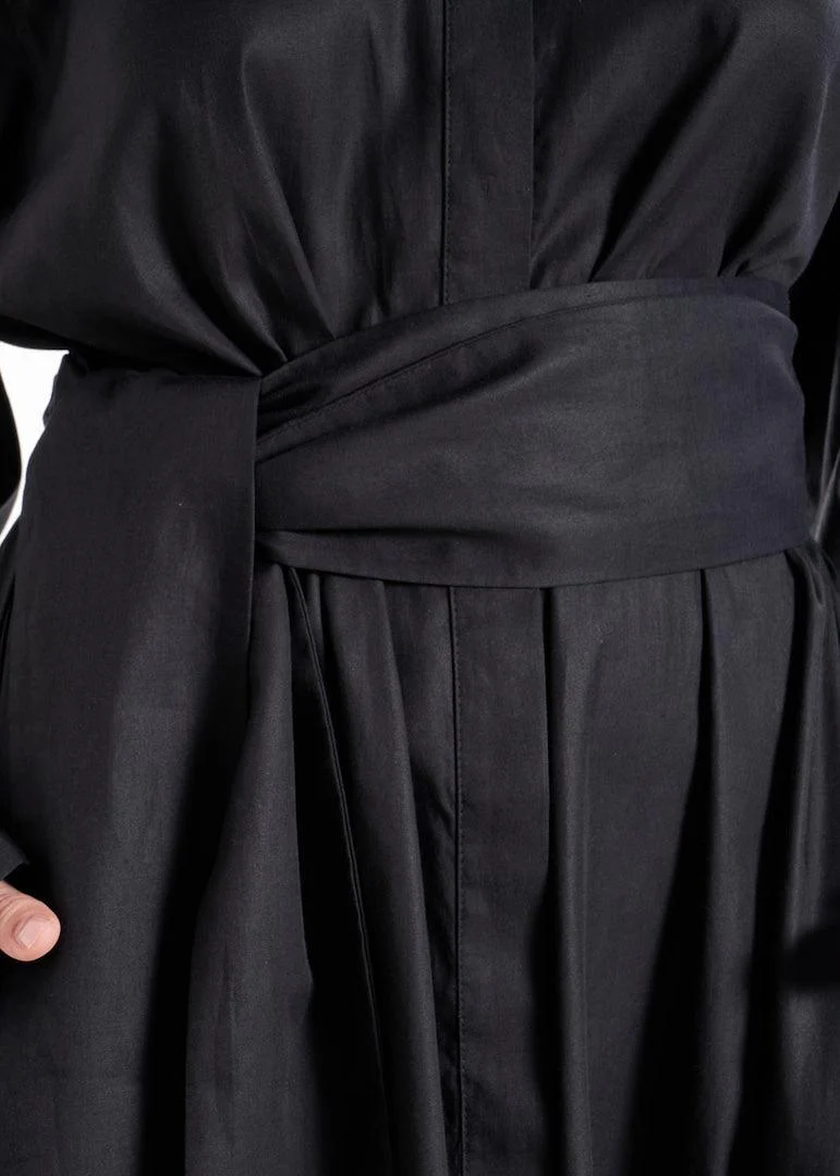 Aitna Long Black Organic Finest Fabric Shirt Dress - Image 7