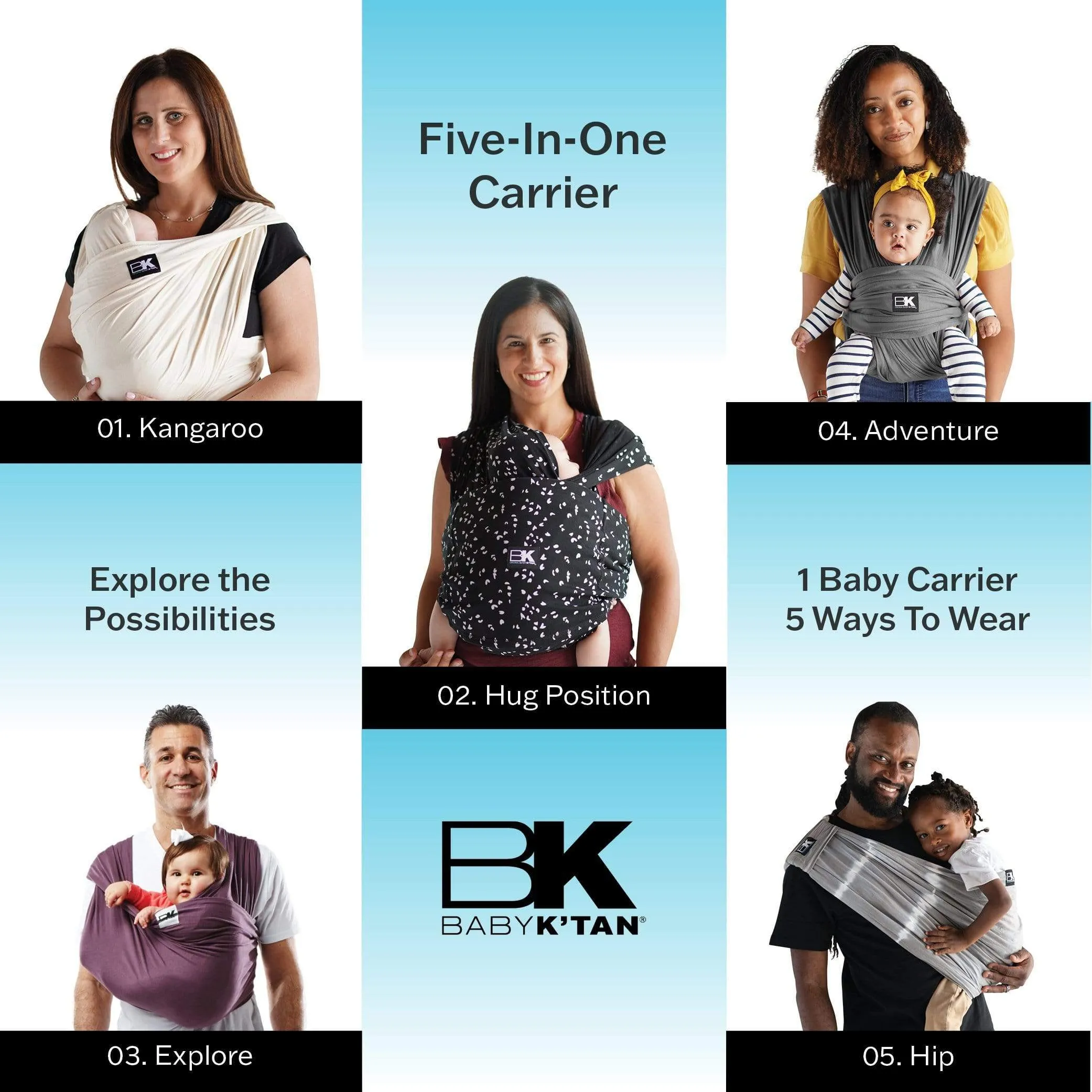 Baby K'tan Active Oasis Baby Carrier | Black-Grey - Image 7