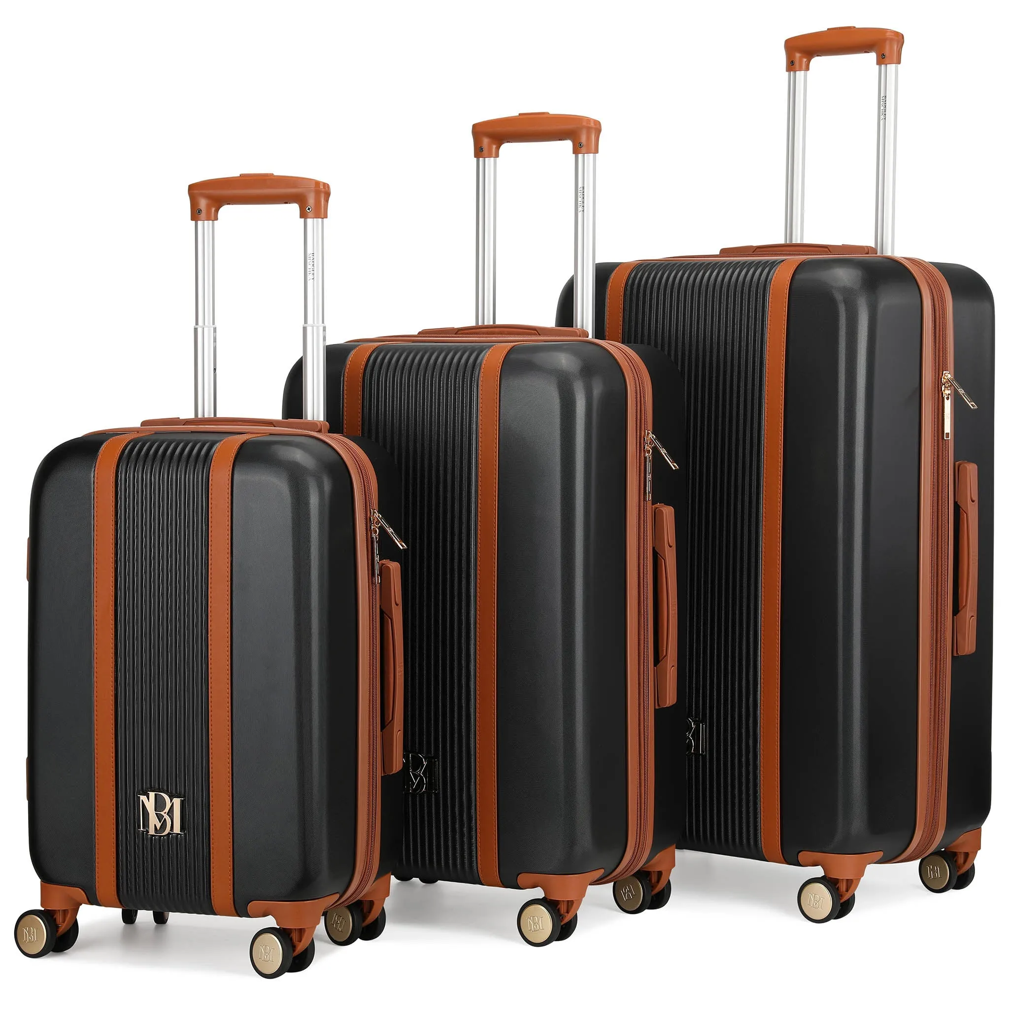 Mia 3 Piece Expandable Retro Luggage Set - Image 13