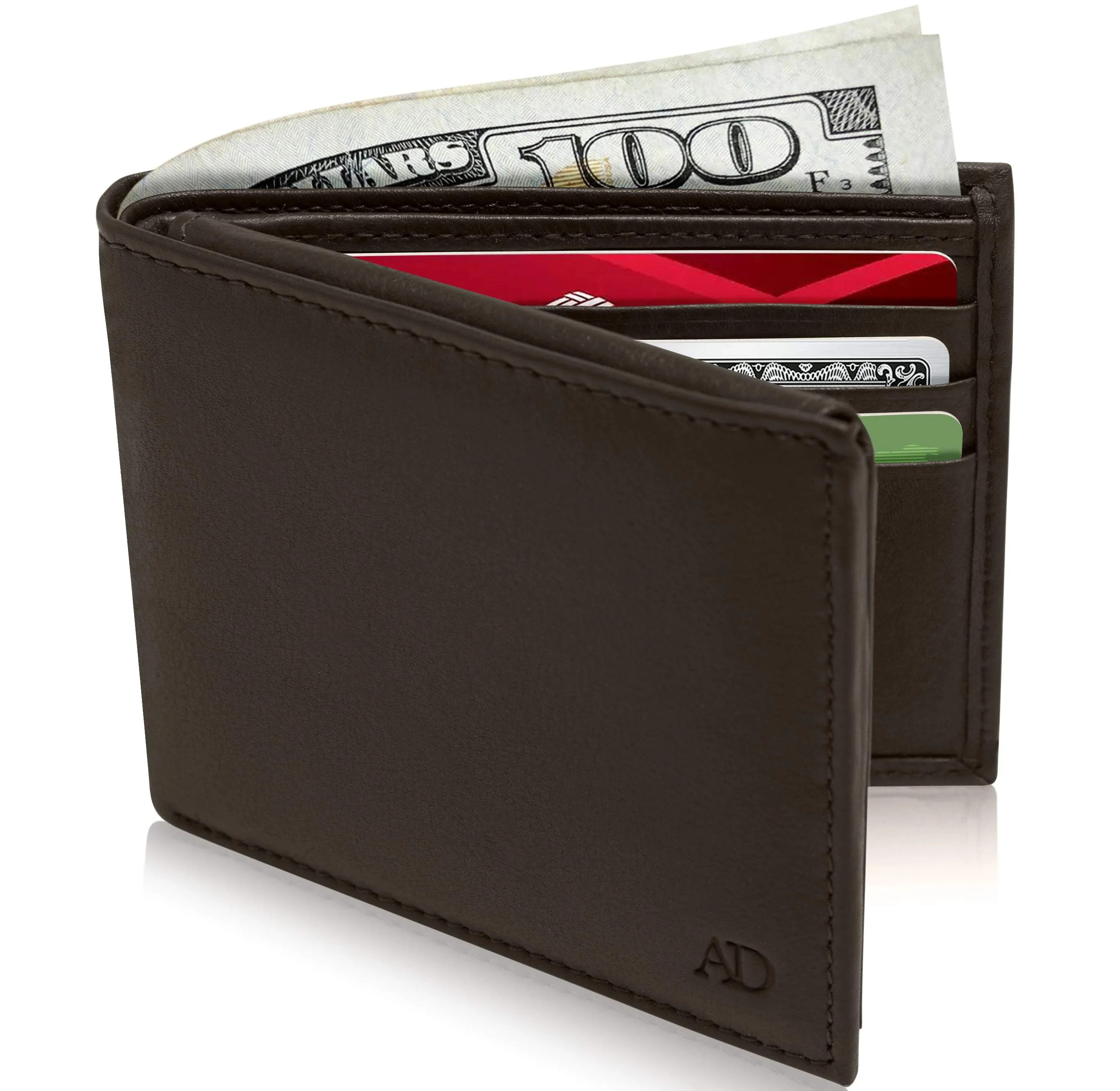 Leather Bifold Wallet with Flip-Up ID Window - Image 29