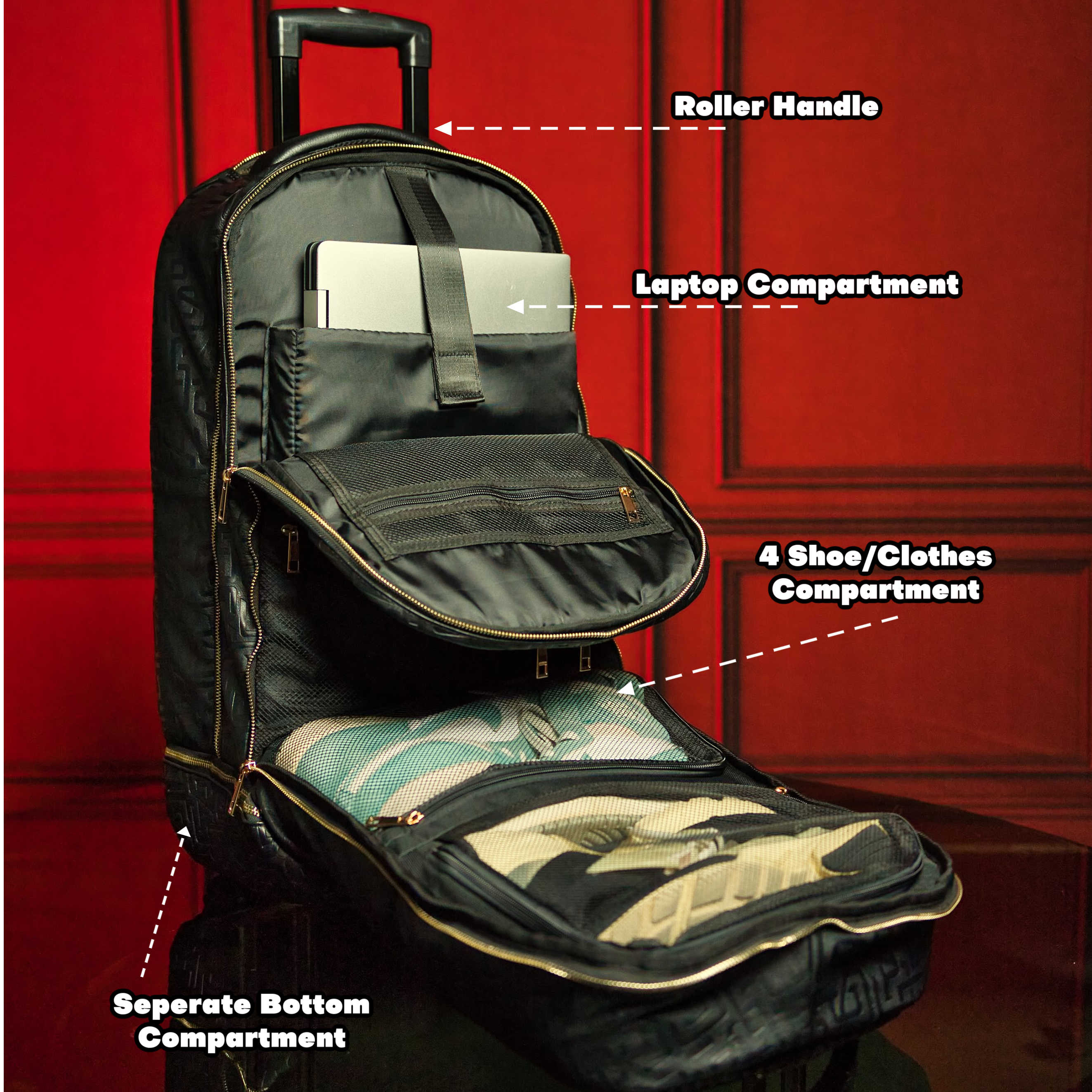 Black Leather Carry-On Roller Bag (Only 150 Made) - Image 4
