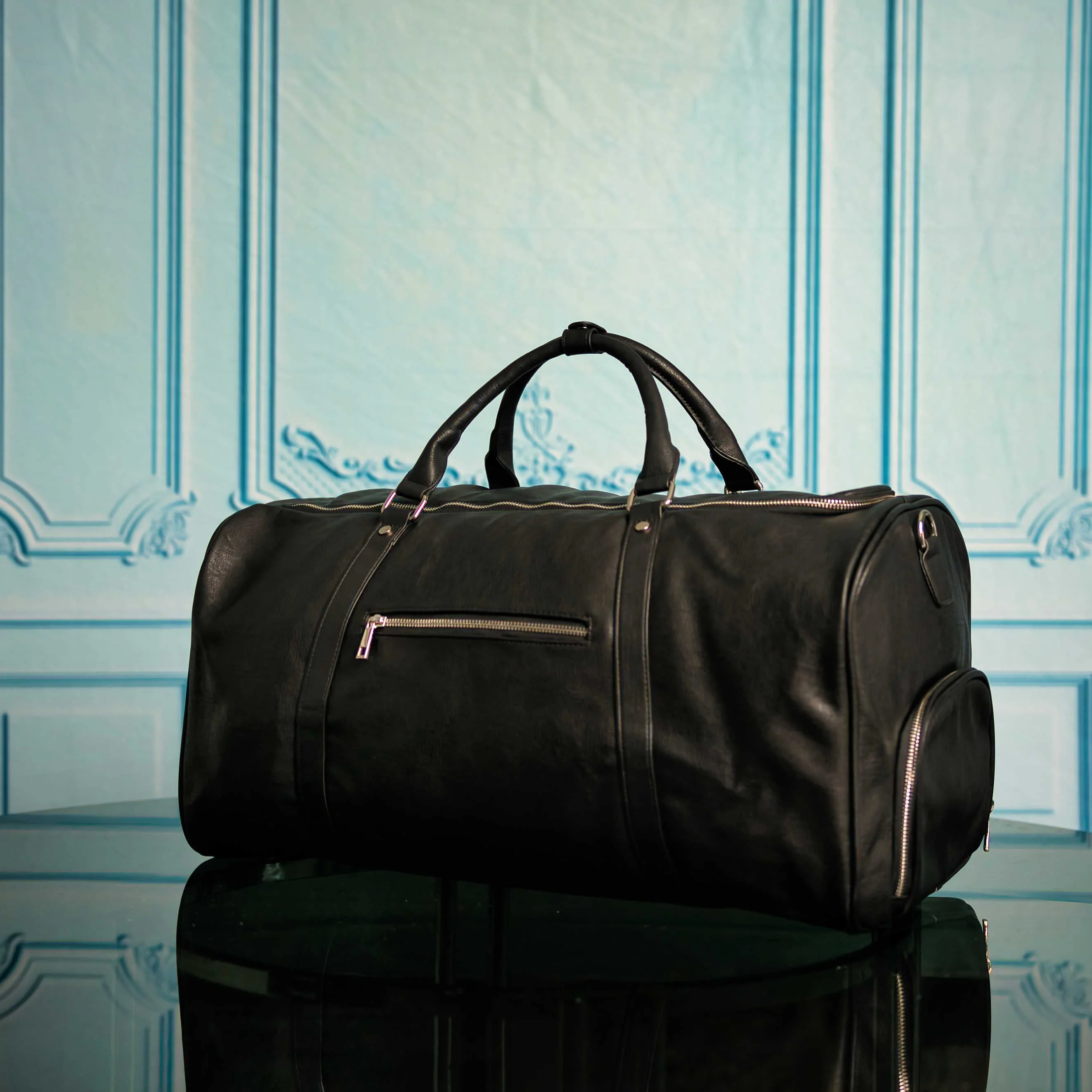 Black Leather Duffel Bag - Image 5