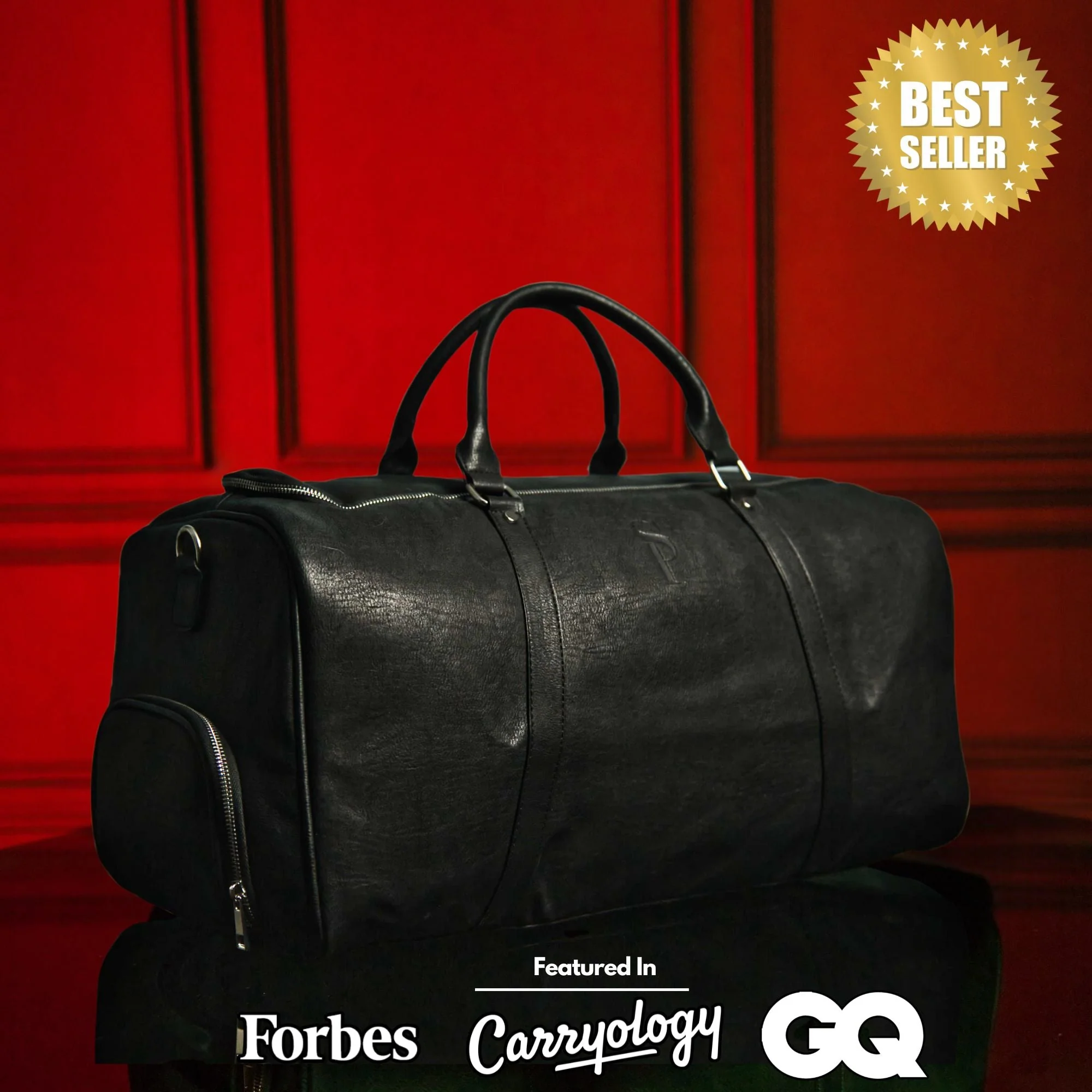 Black Leather Roller Bag Set - Image 3