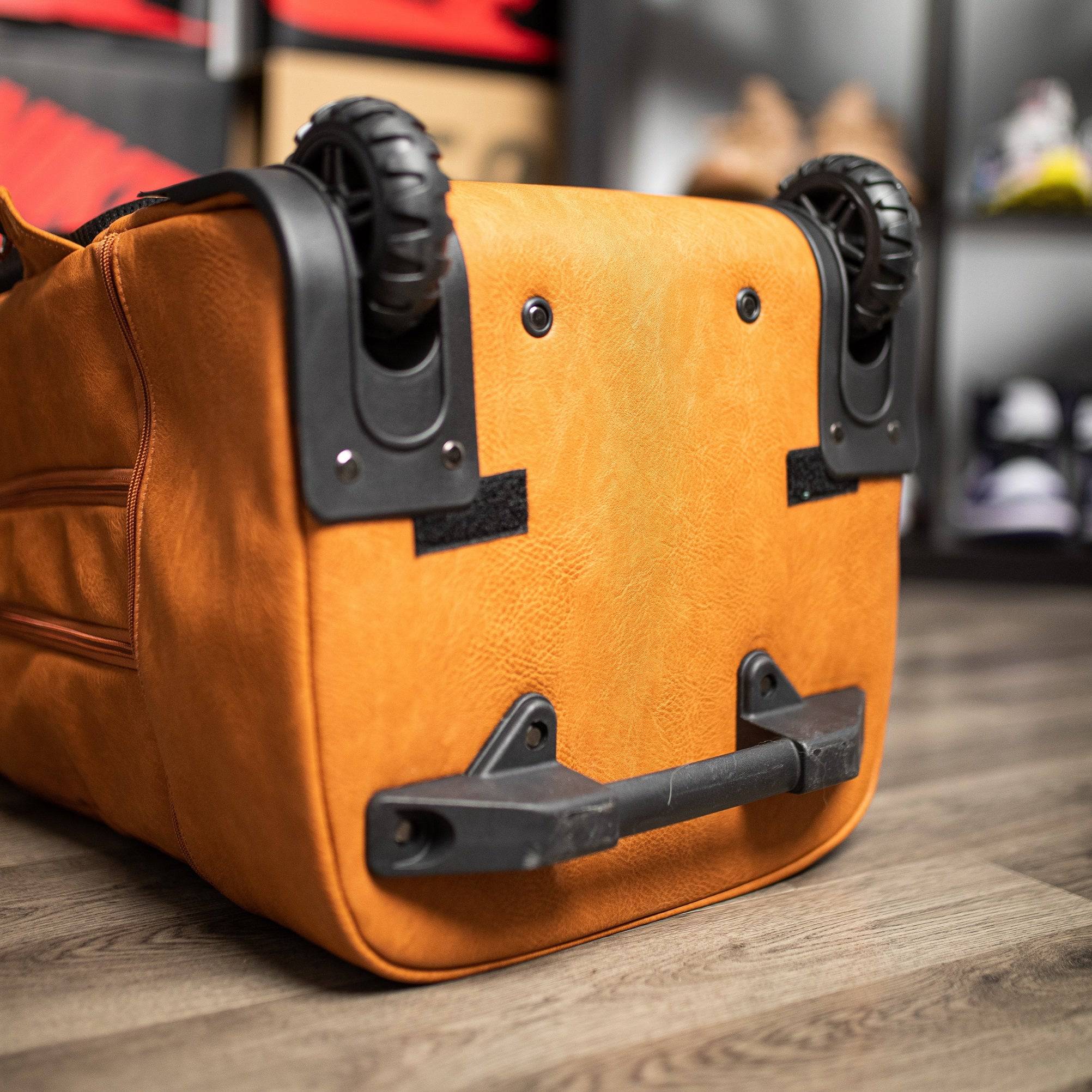 Brown Leather Carry-On Patented Roller Bag - Image 8