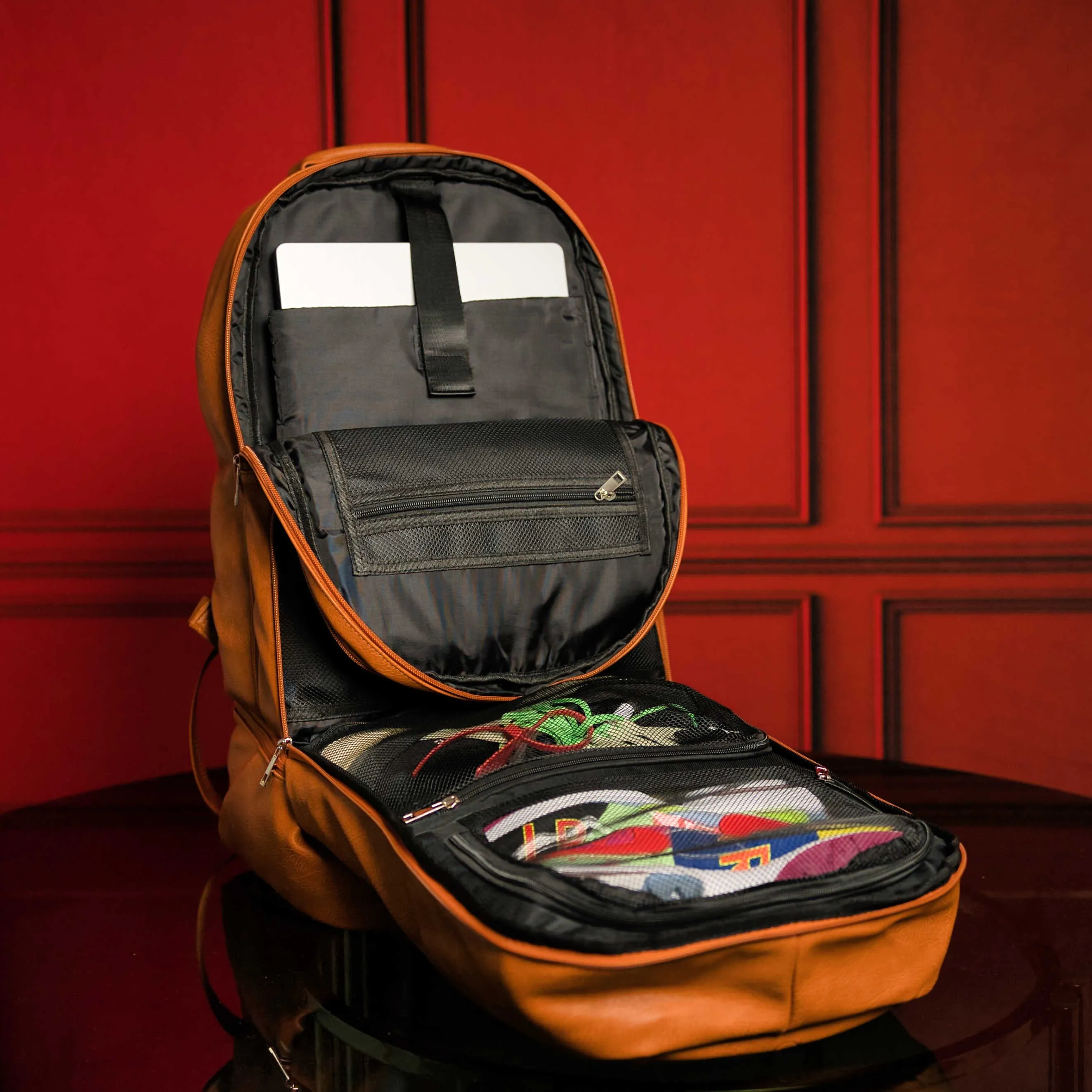 Brown Leather Luxury Carry-On Backpack (Patented Signature Design) - Image 4