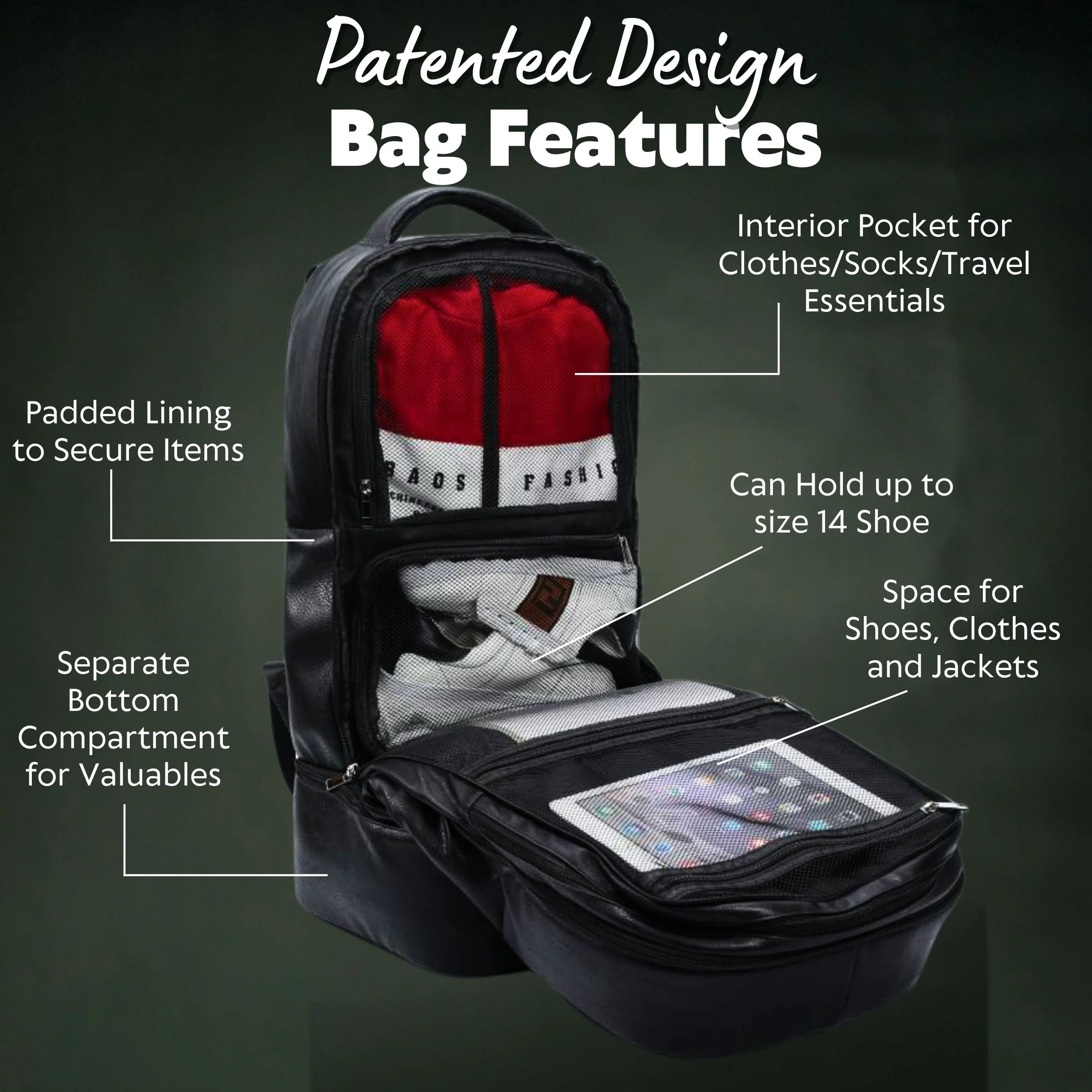Brown Leather Patented Carry-on Bag (XL Design) - Image 8