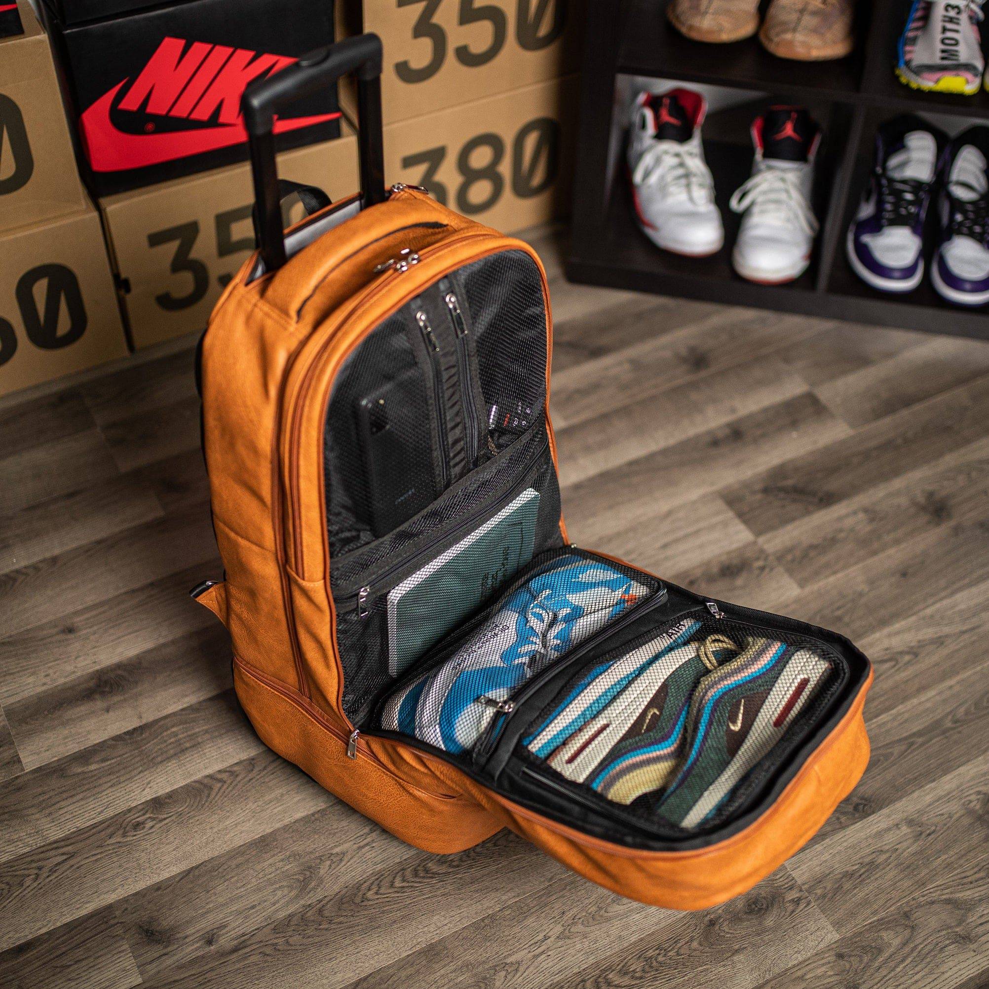 Brown Leather Roller Carry-on Set - Image 3