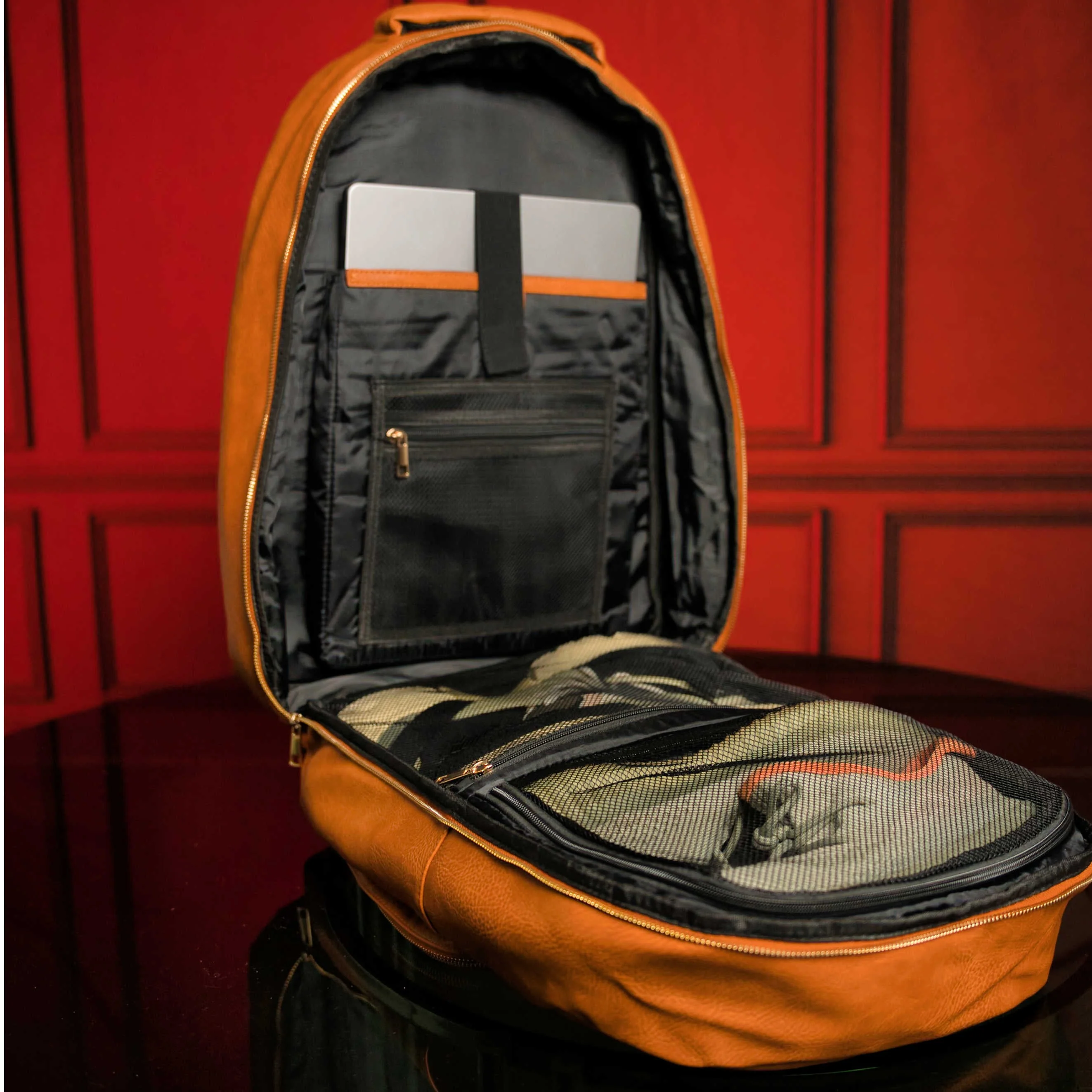Brown Tumbled Leather 2 Bag Set (Commuter Backpack and Duffle Bag) - Image 4