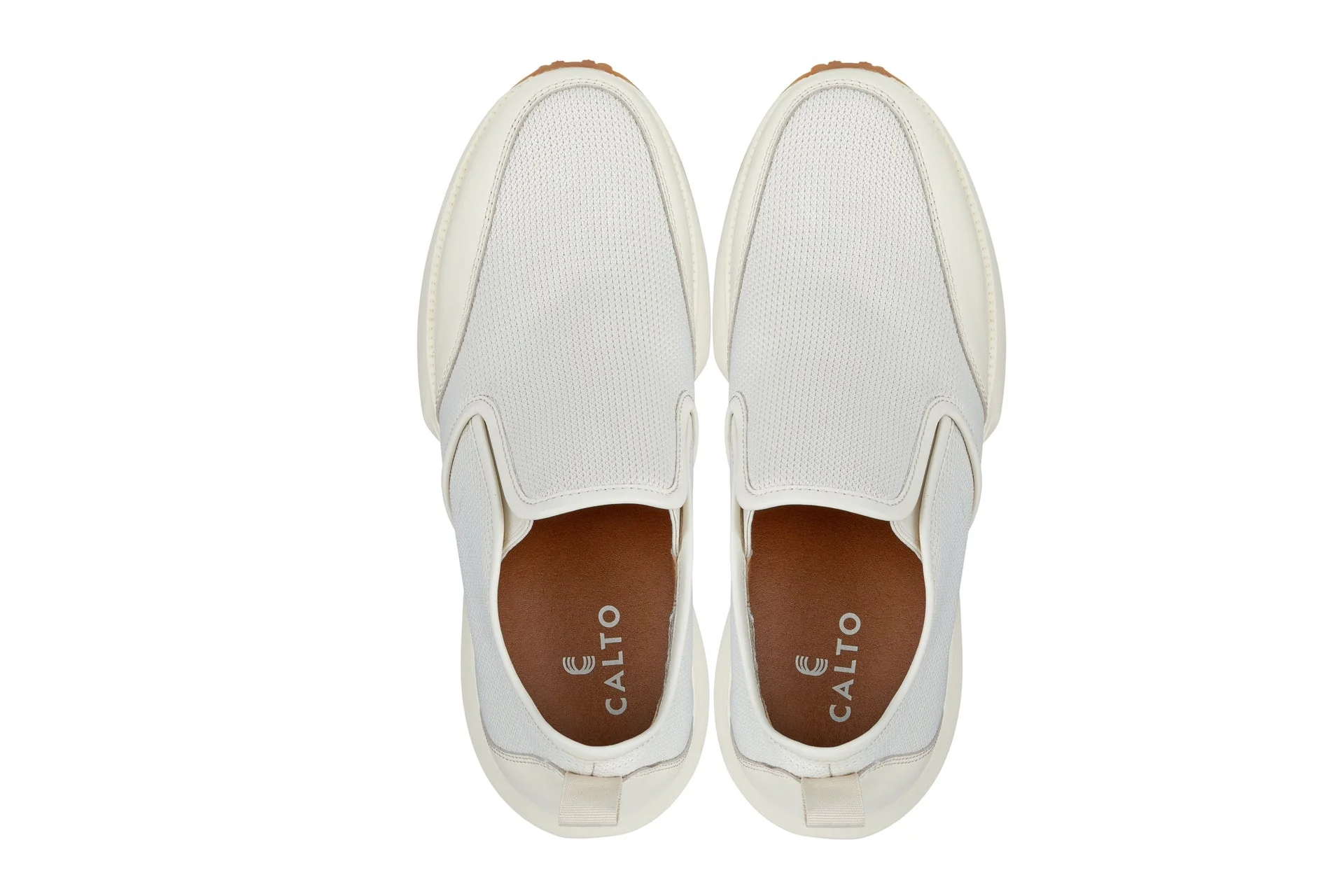 J1434 - 3.3 Inches Taller (Off-White) - Casual Chunky Sole Men's Sneaker Loafers - Image 4