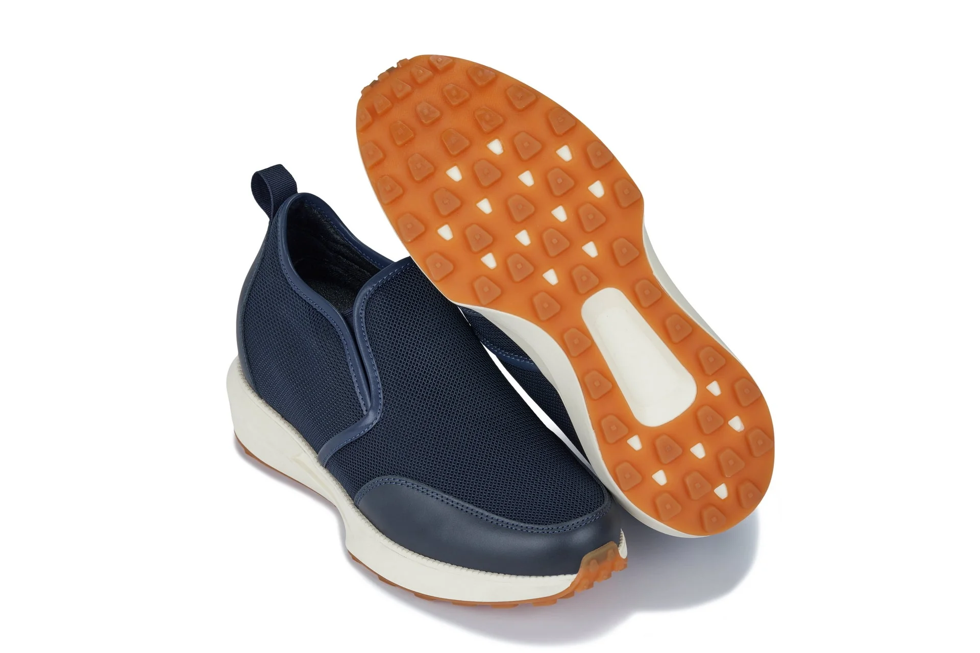 J1435 - 3.3 Inches Taller (Dark Blue) - Casual Chunky Sole Men's Sneaker Loafers - Image 6