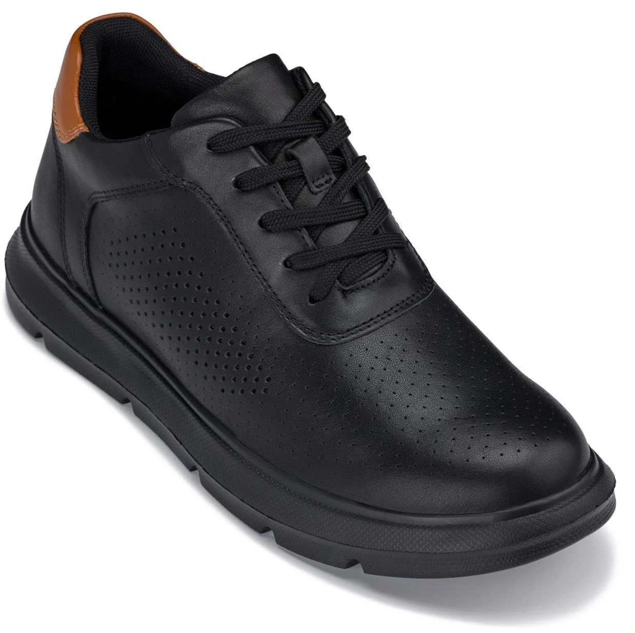 J1580 - 2.6 Inches Taller (Black/Black Sole) - Lightweight Casual Men's Walker Shoes