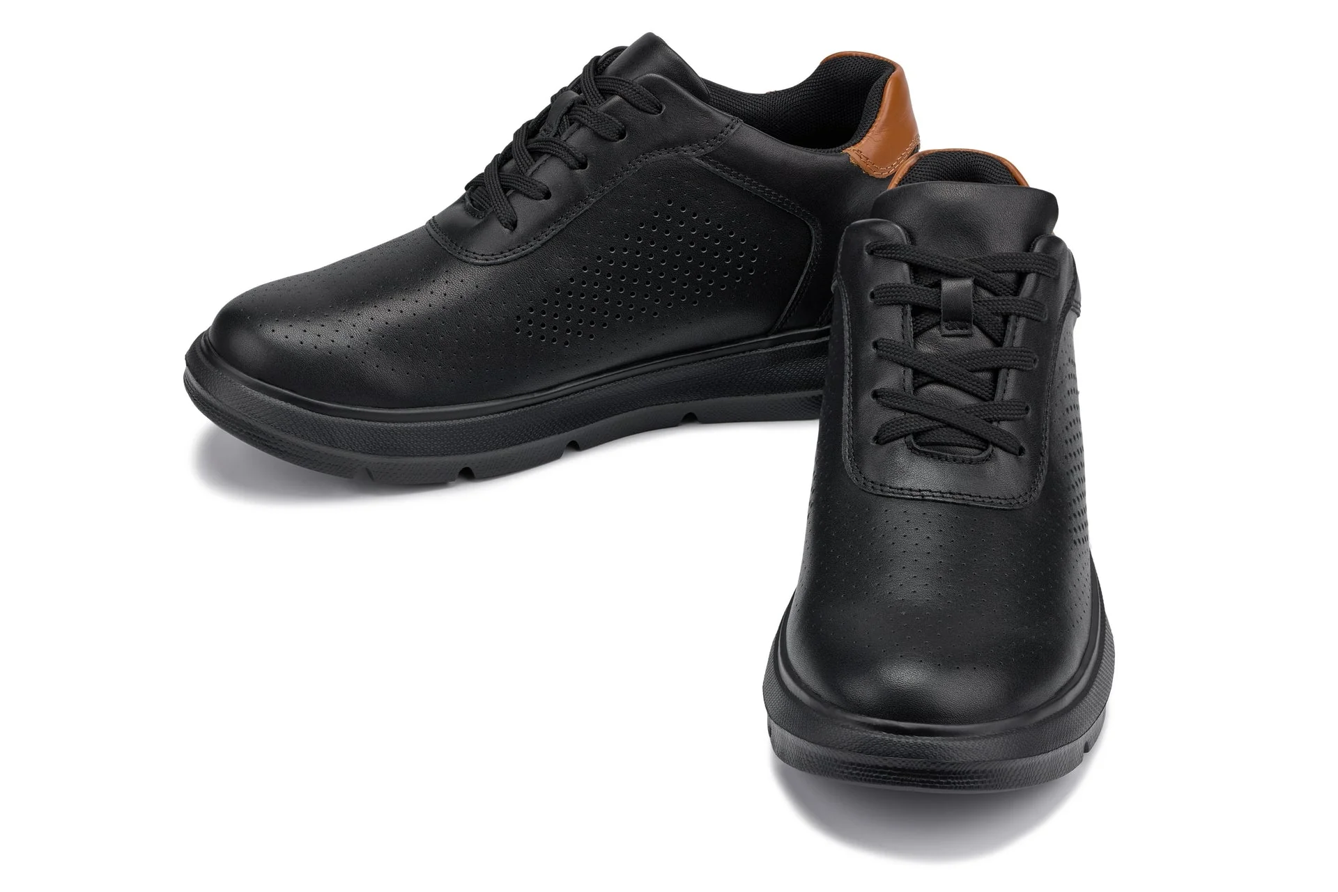 J1580 - 2.6 Inches Taller (Black/Black Sole) - Lightweight Casual Men's Walker Shoes - Image 5