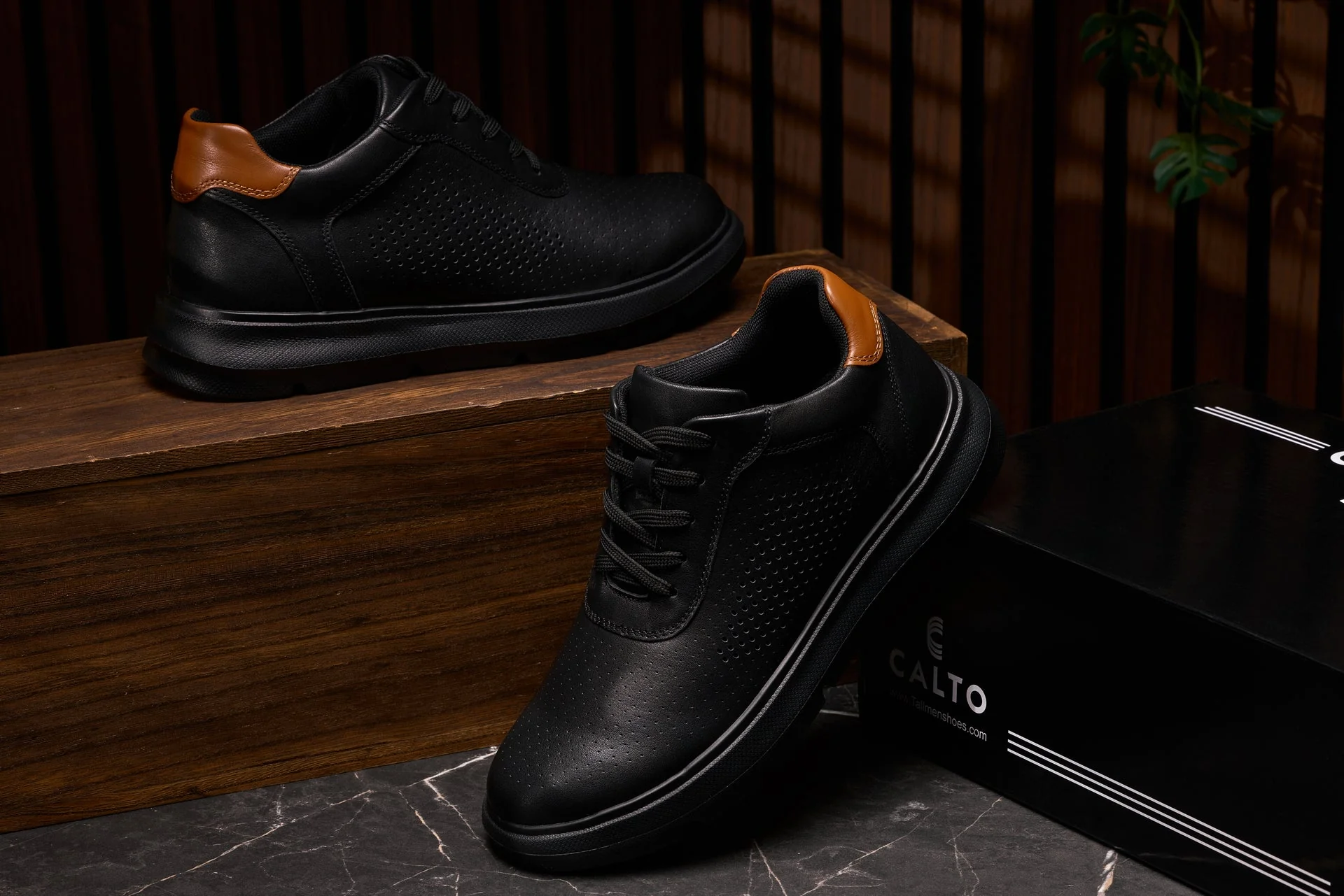 J1580 - 2.6 Inches Taller (Black/Black Sole) - Lightweight Casual Men's Walker Shoes - Image 7