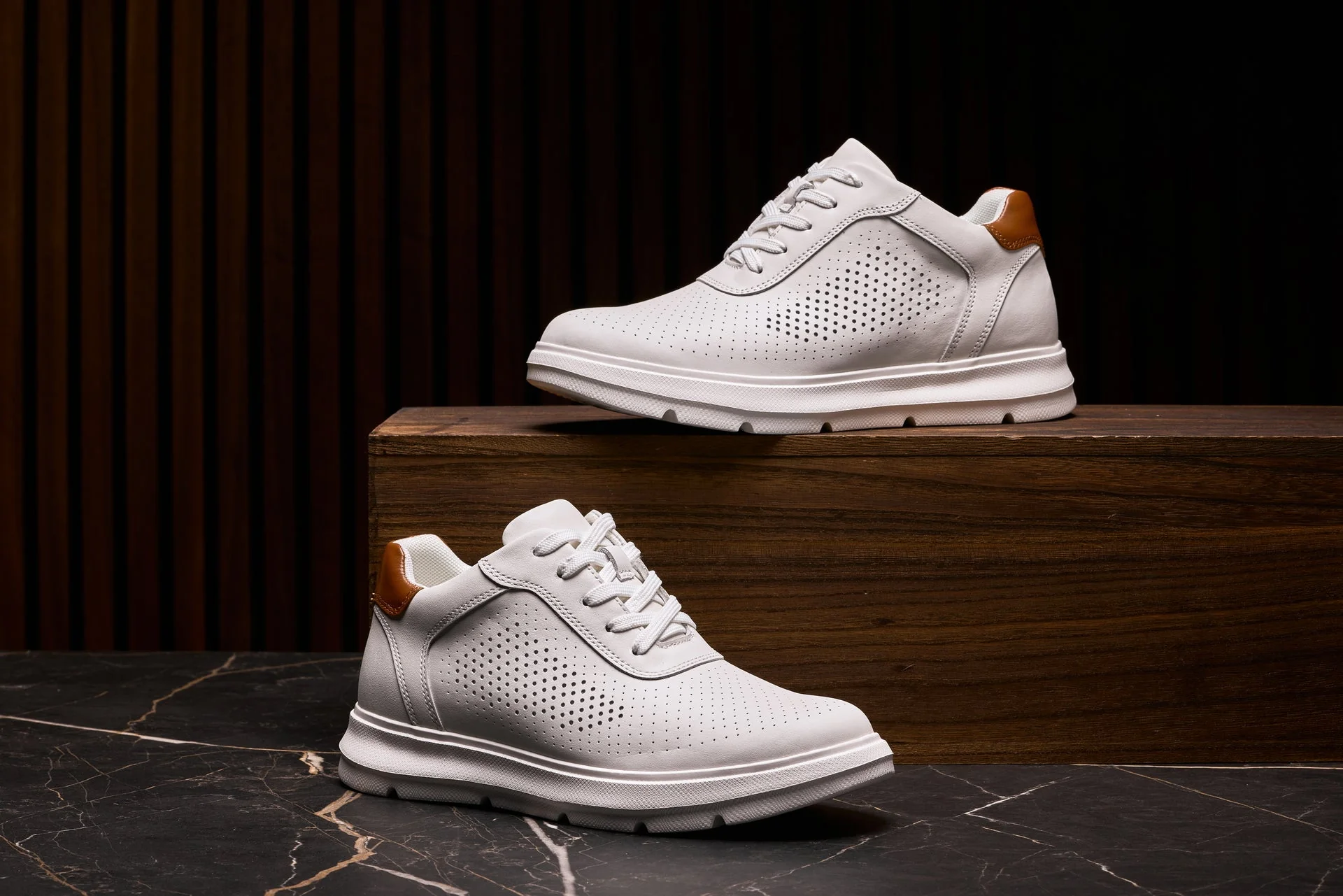 J1581 - 2.6 Inches Taller (White) - Lightweight Casual Men's Walker Shoes - Image 7