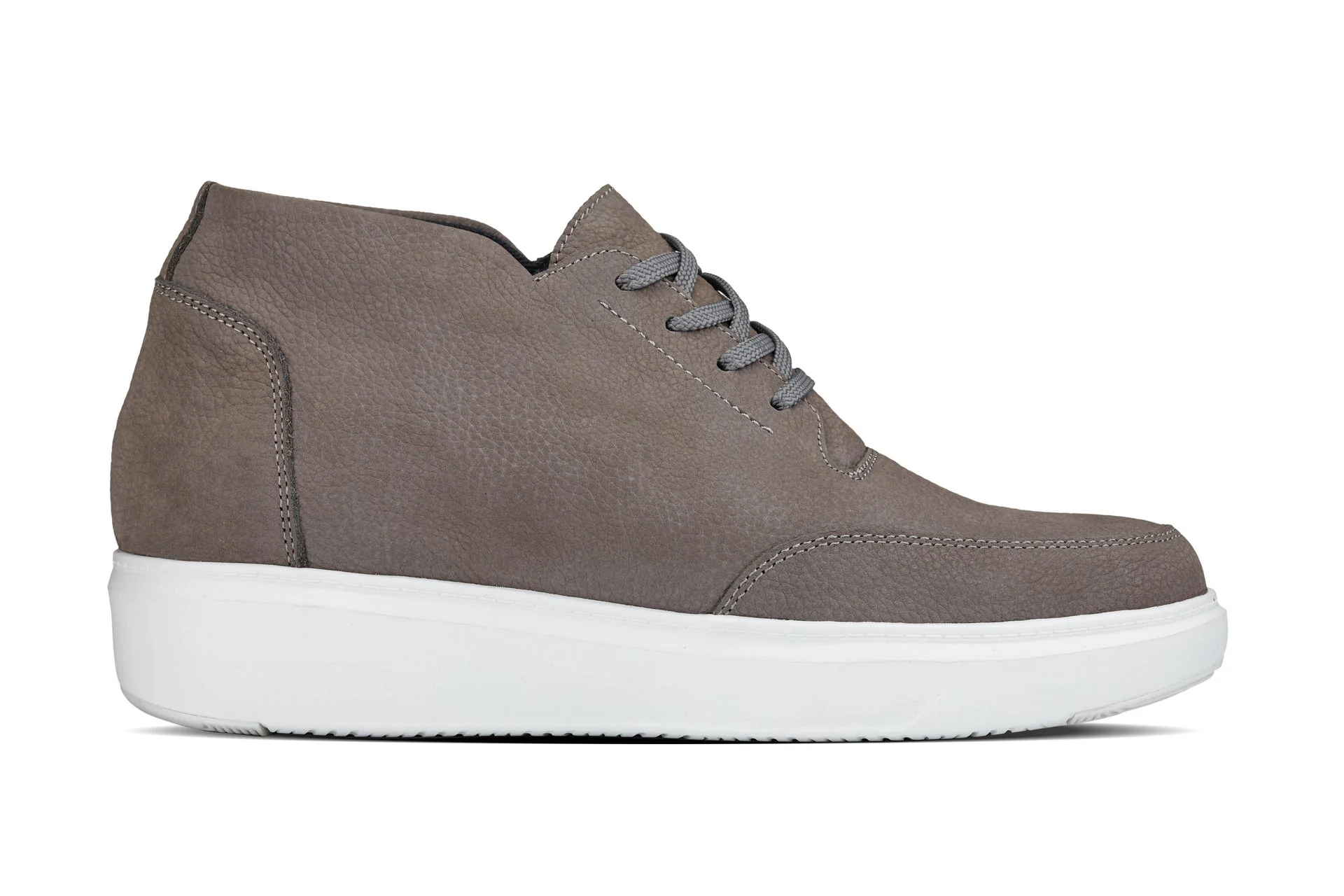 J1771 - 3.2 Inches Taller (Grey) - Casual Chunky Sole Men's Shoes - Soft Pebble Grain Nubuck Leather - Image 2
