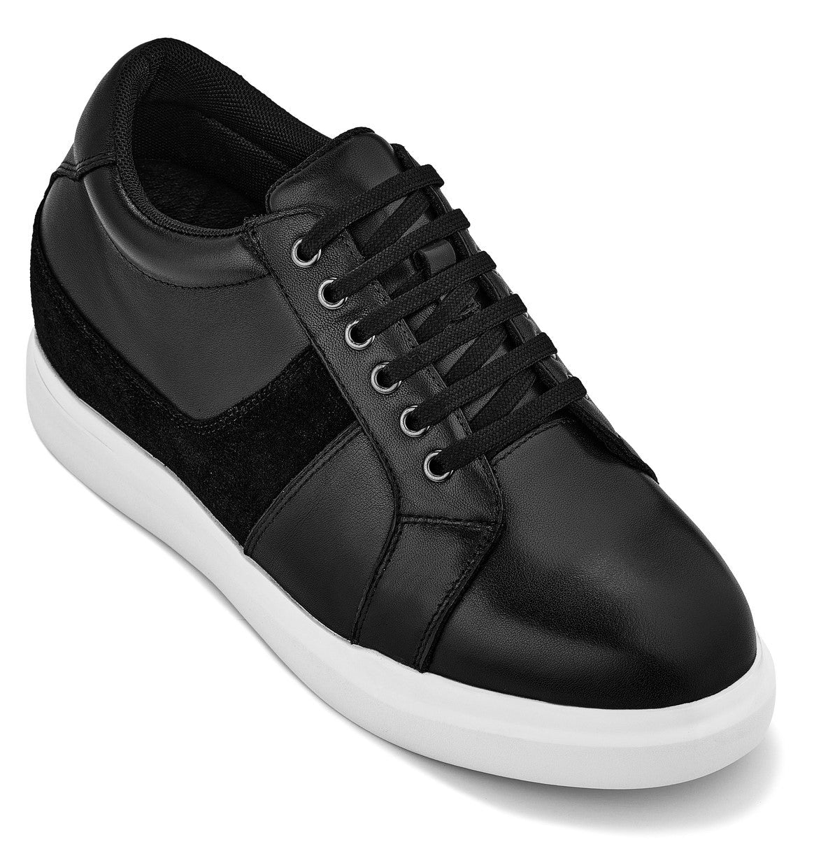K1530 - 3 Inches Taller (Black) - Lightweight Leather Men's Sneakers