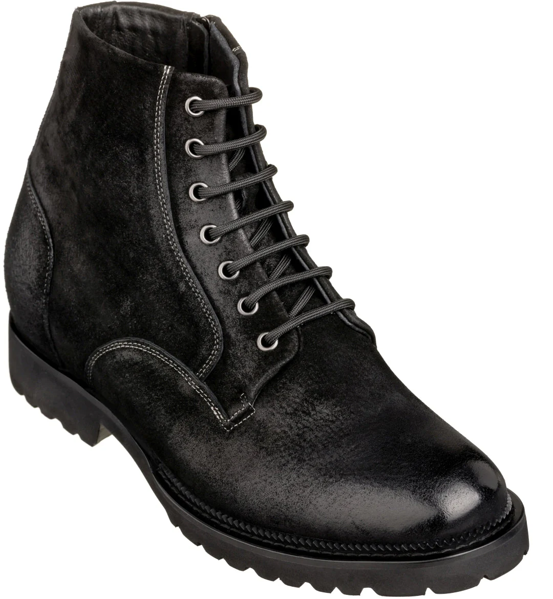 K24401 - 3 Inches Taller (Nubuck Black) - Casual Zipper Men's Boots