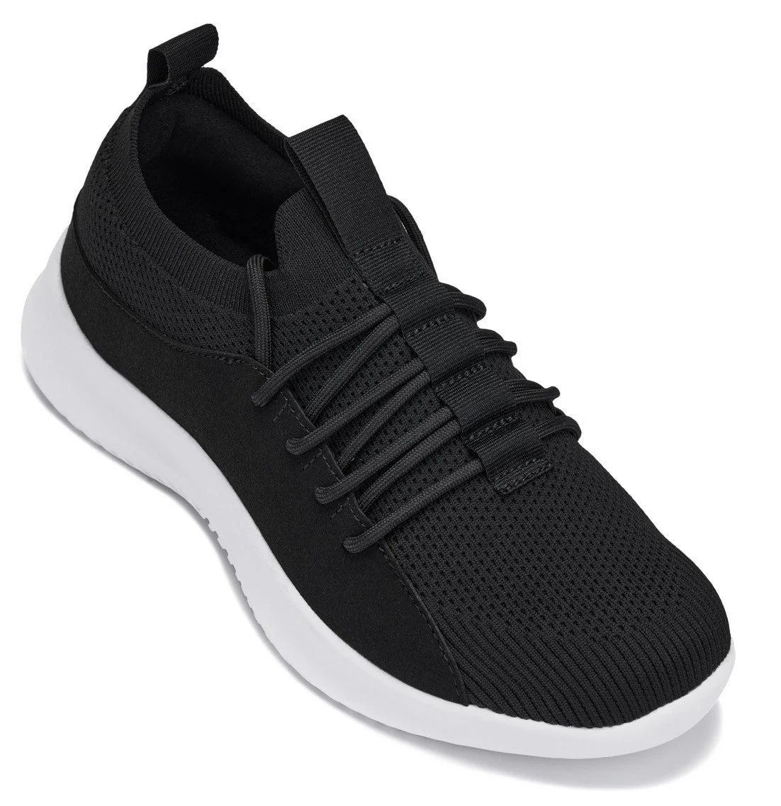 Q132 - 2.4 Inches Taller (Black/White Sole) - Ultra Lightweight Men's Sneakers