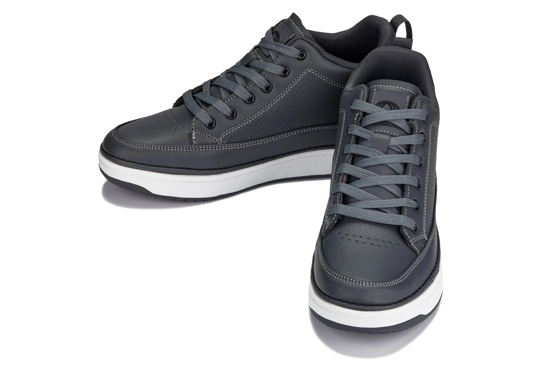Q273 - 2 Inches Taller (Cement Grey) -Elevated Leatherette Micro-Perforated Men's Sneakers - Image 5