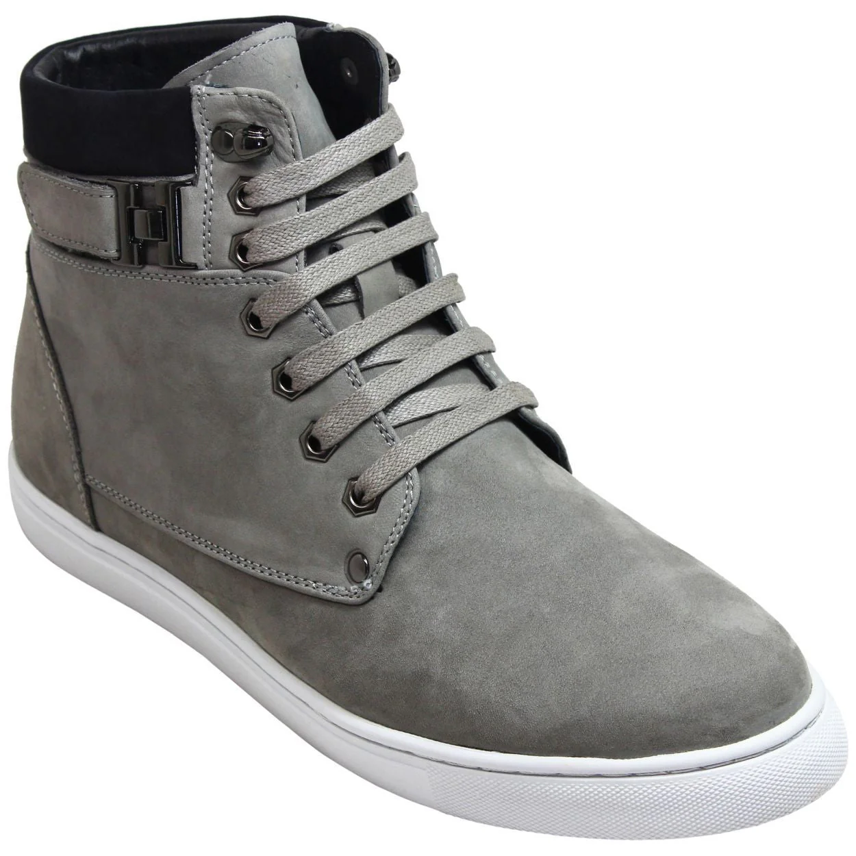 T53120 - 2.6 Inches Taller (Nubuck Grey) - High Top Men's Sneak-boot