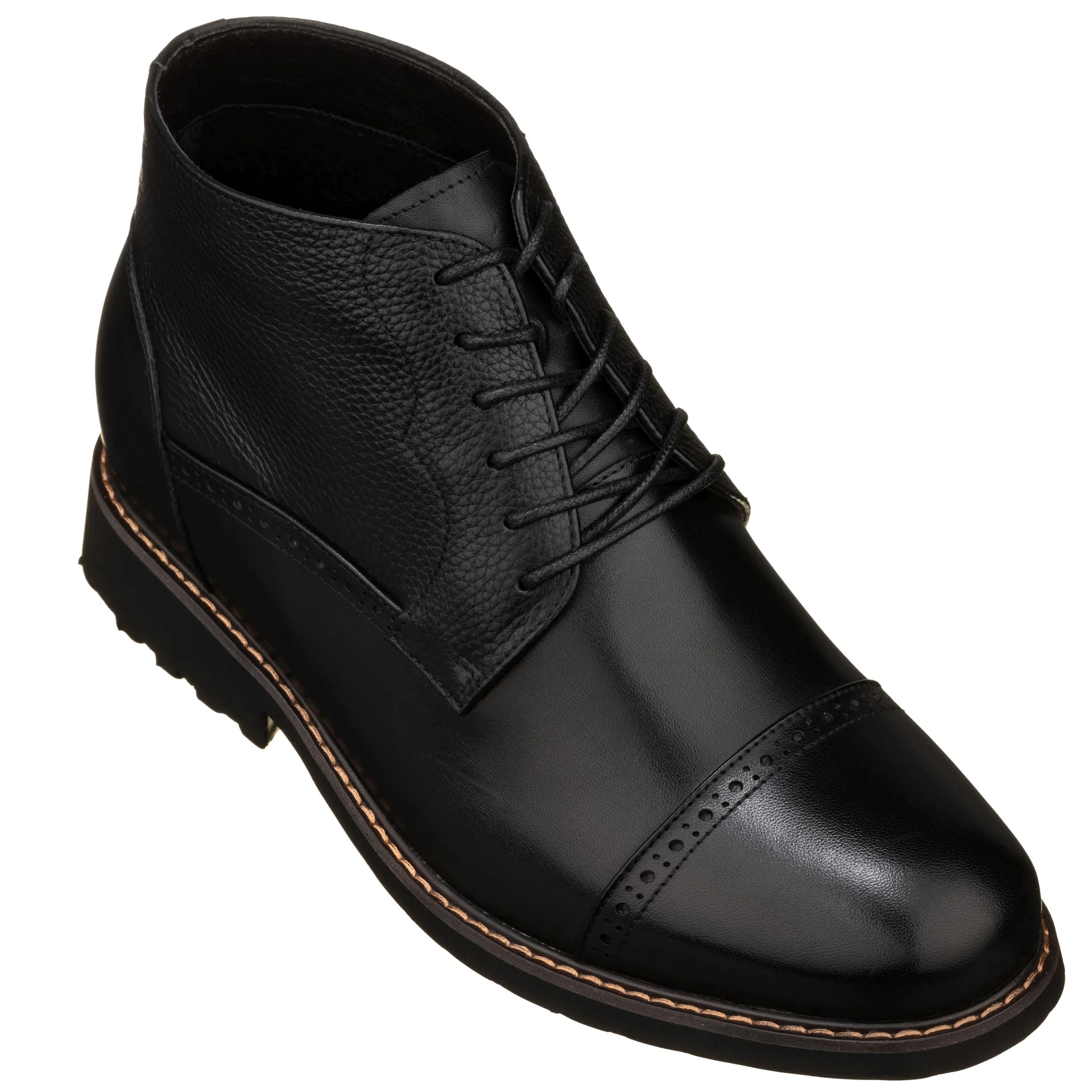 Y41083 - 3.2 Inches Taller (Black) - Lace Up Casual Men's Boots