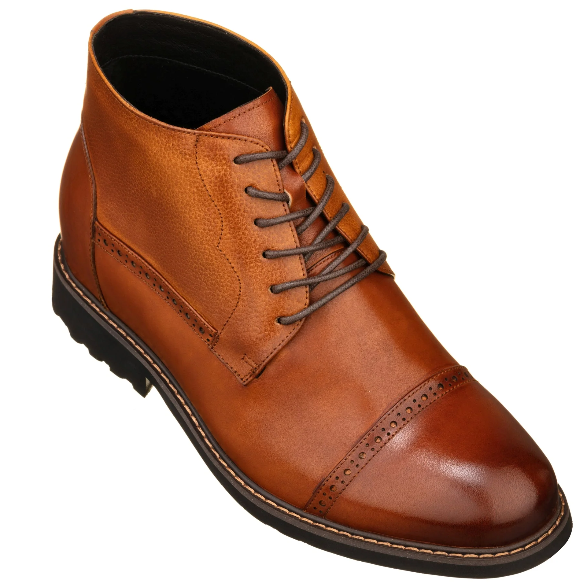 Y41085 - 3.2 Inches Taller (Brown) - Lace Up Casual Men's Boots