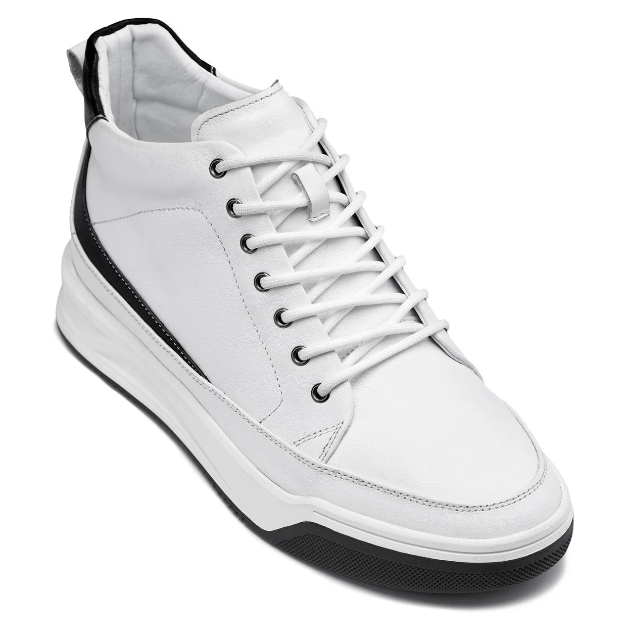 Y7151 - 2.6 Inches Taller (Off-White) - Leather Ankle Top Men's Sneak-Boot