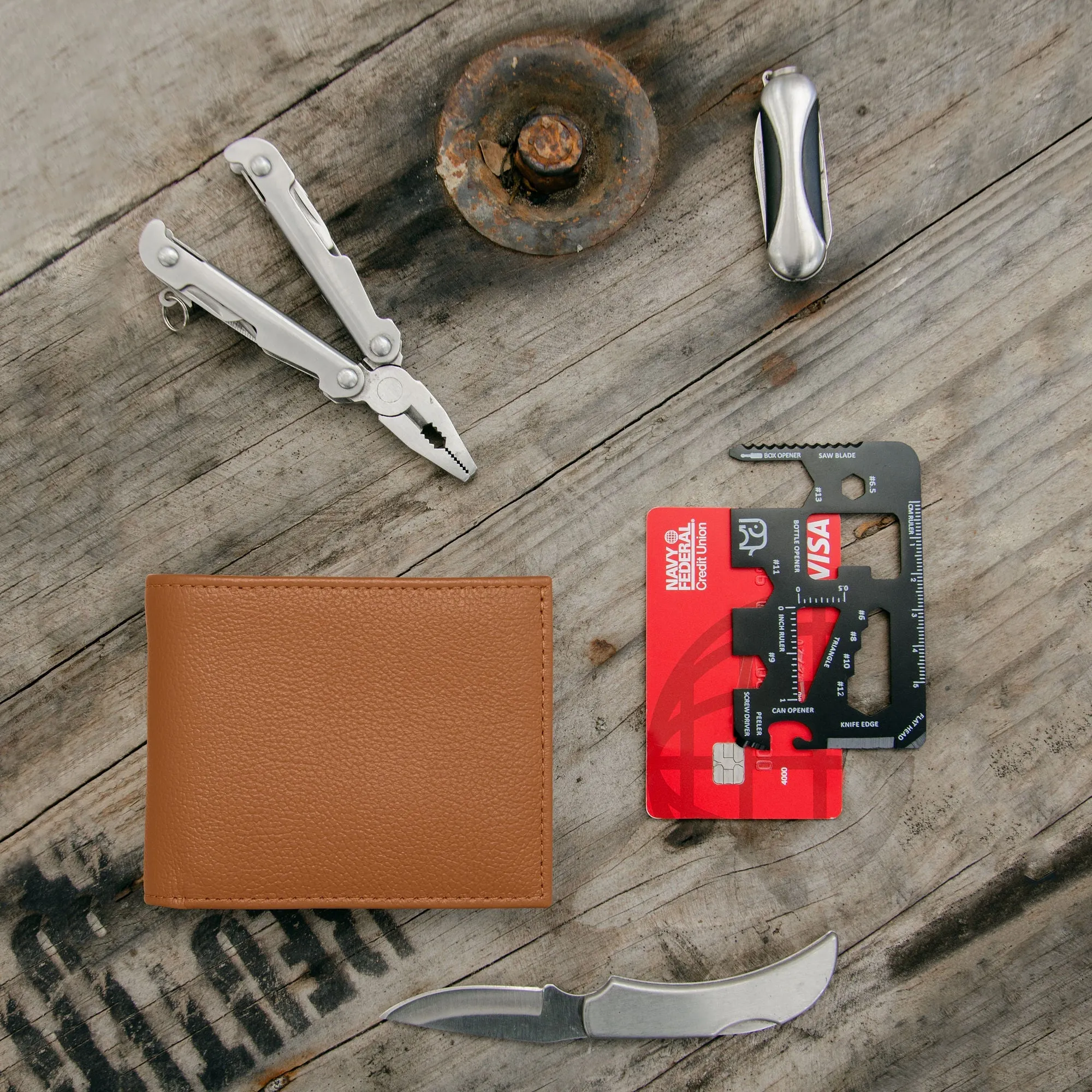 Carry-It-All Bifold Men's Leather Wallet (American Flag optional) - Image 58