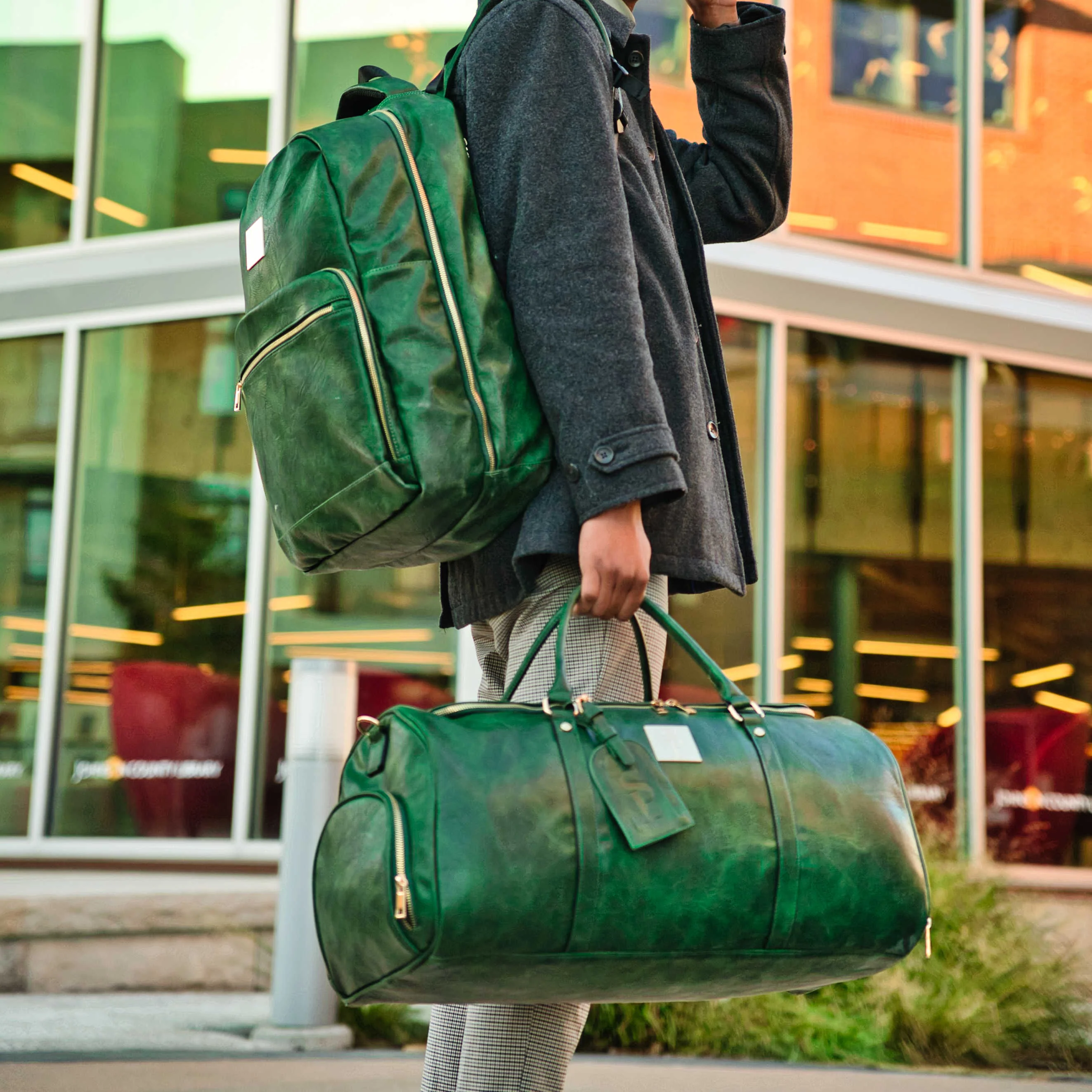 Emerald Green Leather Commuter Bag (XL Design) - Image 3