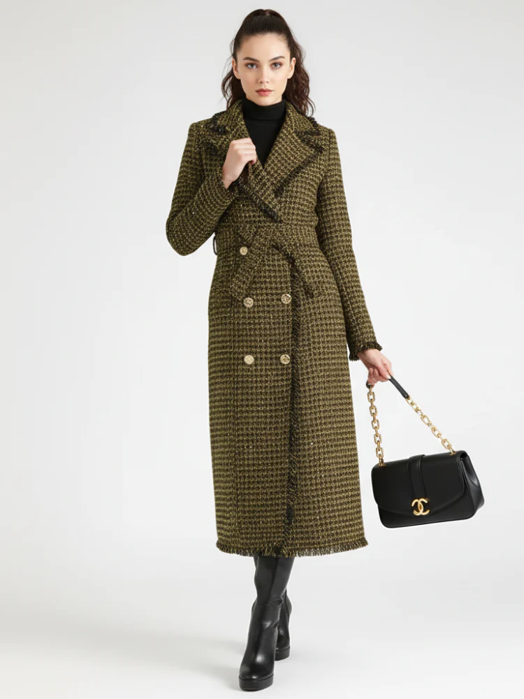 Golden Plaid Trench Coat, Upper East Side | Women - BYMANYC ® New York - Image 2