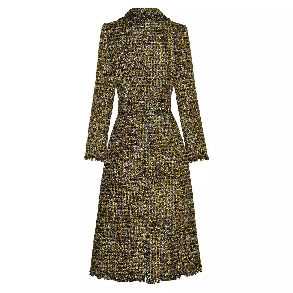 Golden Plaid Trench Coat, Upper East Side | Women - BYMANYC ® New York - Image 3
