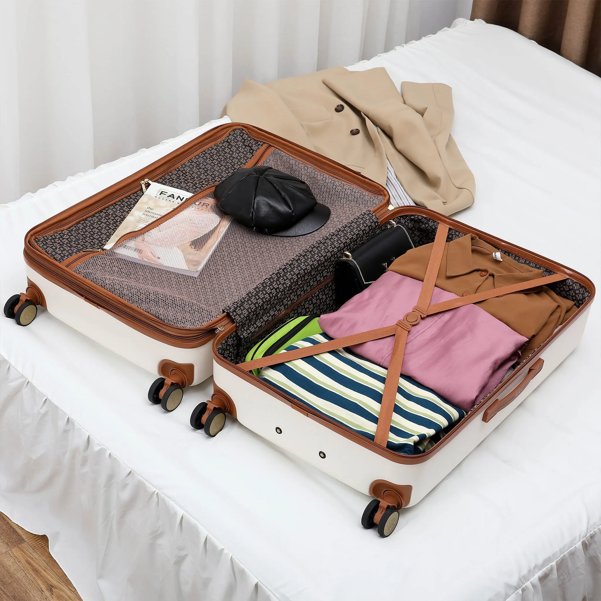 Grace Expandable 25" Medium Checked Retro Suitcase - Image 10