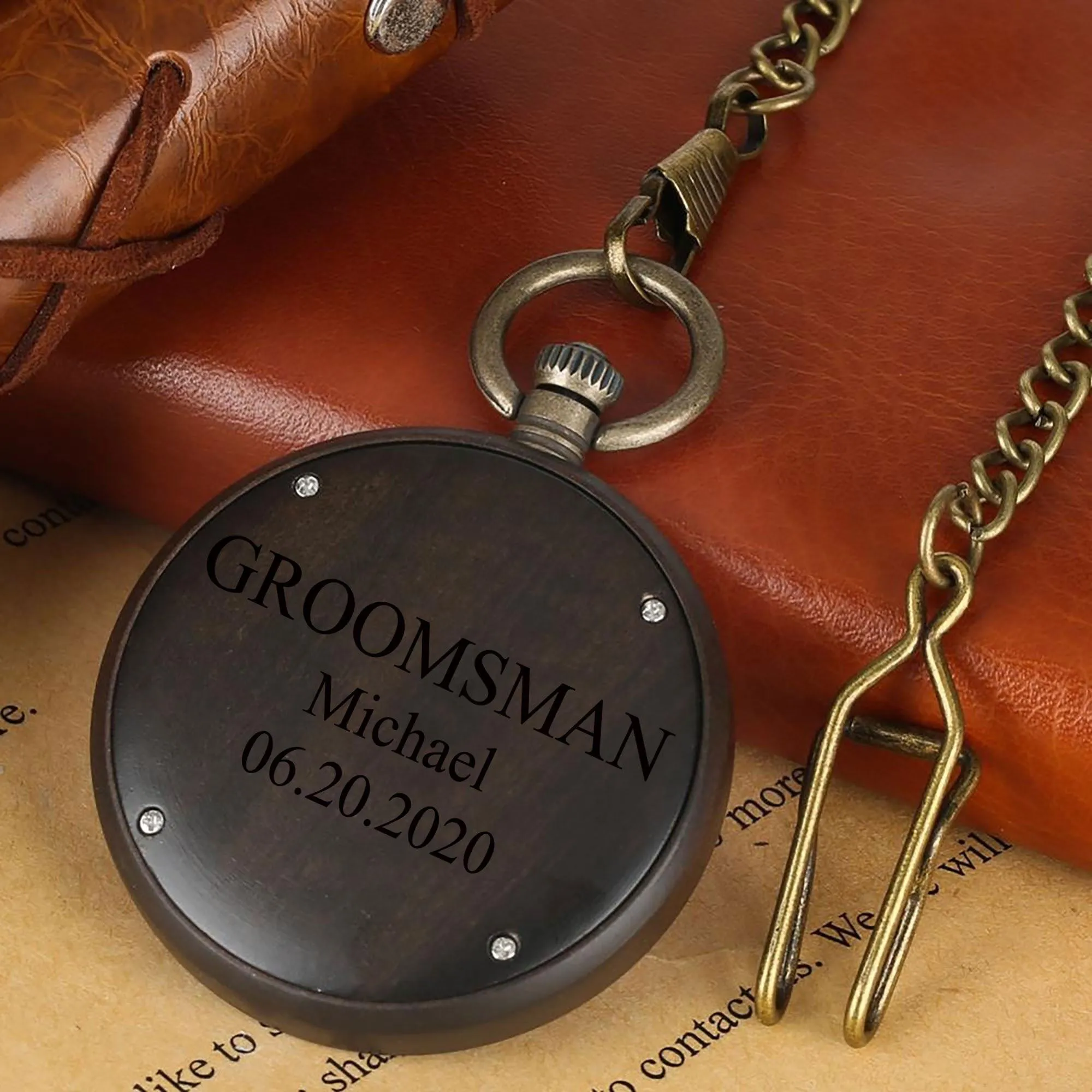 Groomsmen Set of 12 Wooden Pocket Watch | Valor - Image 4