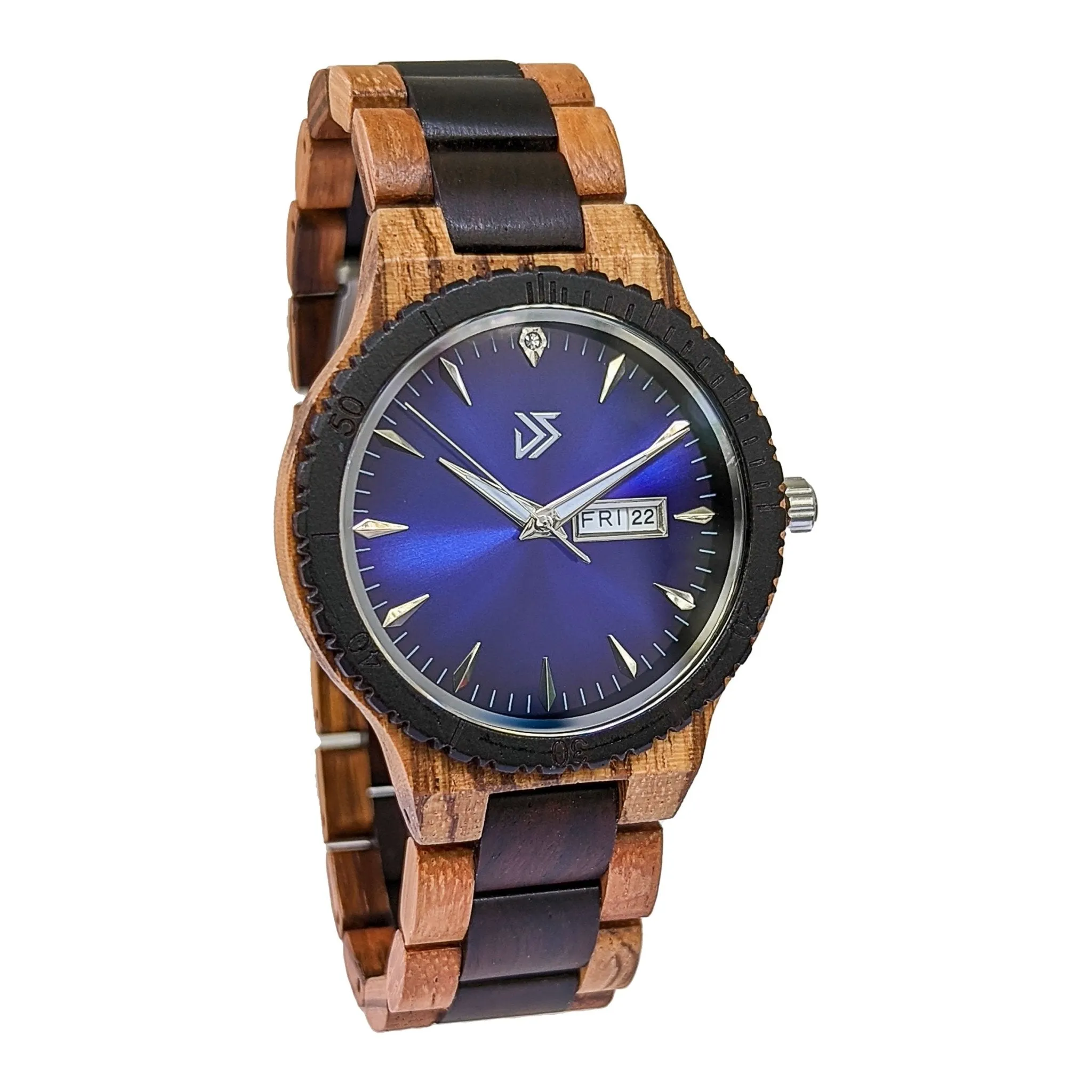 Men's Groomsmen Set of 12  Wooden Watch Justo | Blue