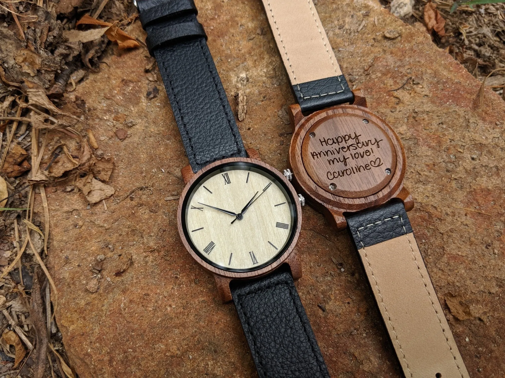 Groomsmen Set Of 4 Wooden Men's Watches Walnut Arce - Image 2