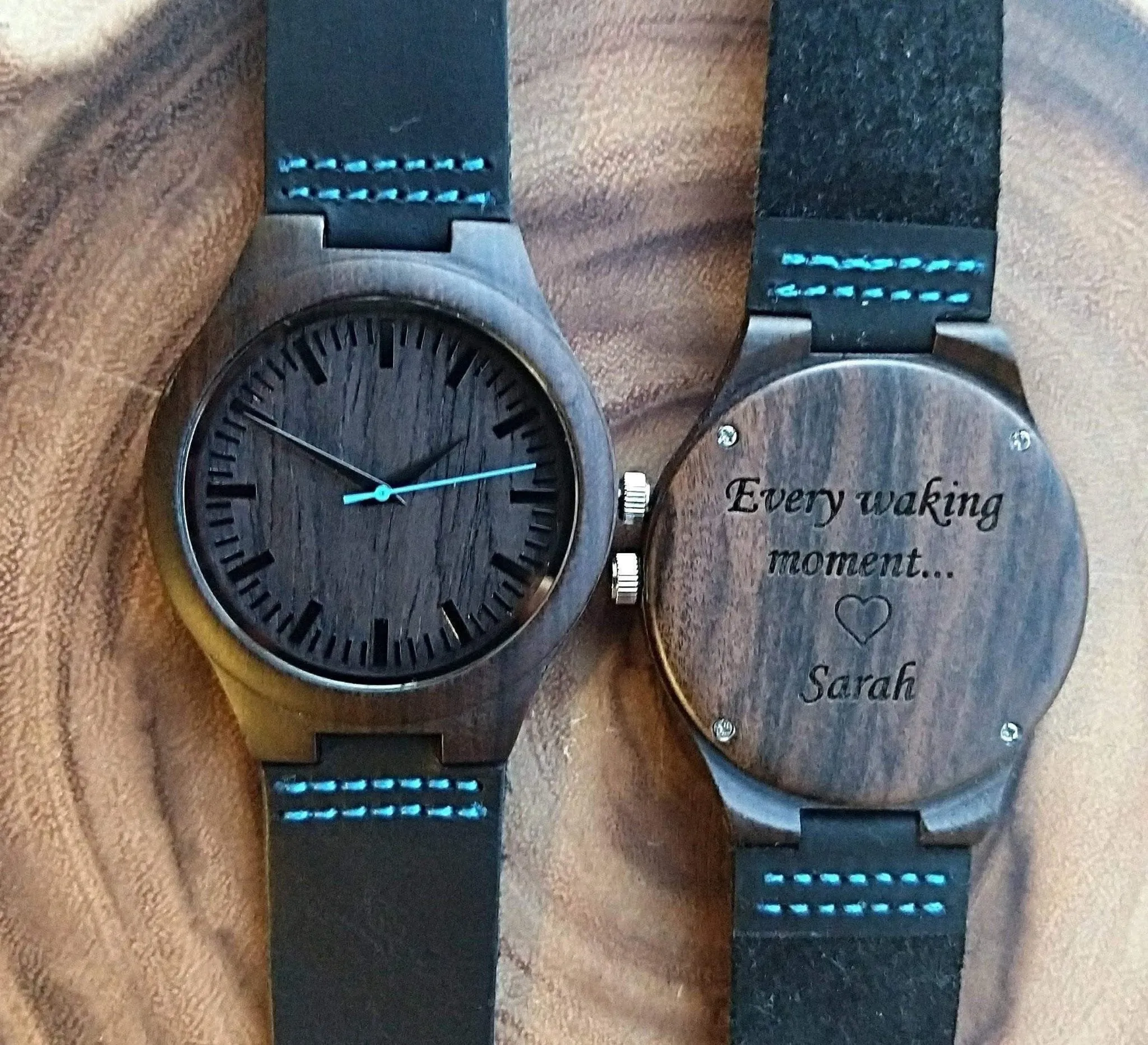 Groomsmen Set Of 6 Wooden Men's Watches - Blue Energico - Image 5