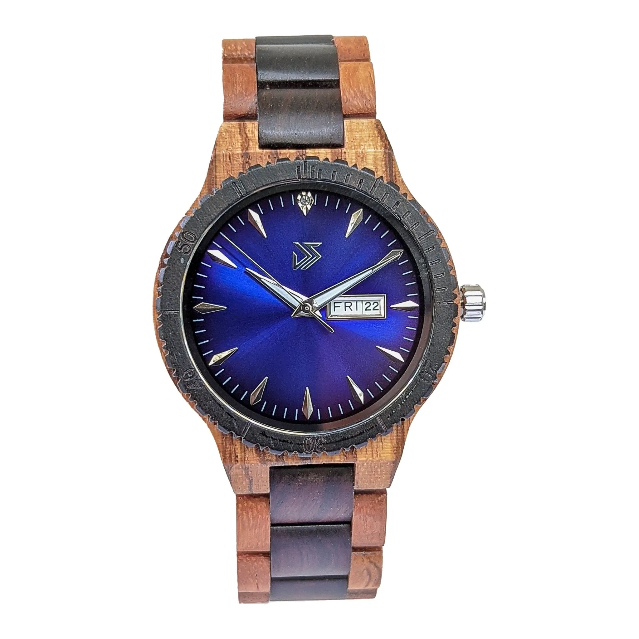 Men's Groomsmen Set of 7 Wooden Watch Justo | Blue - Image 2