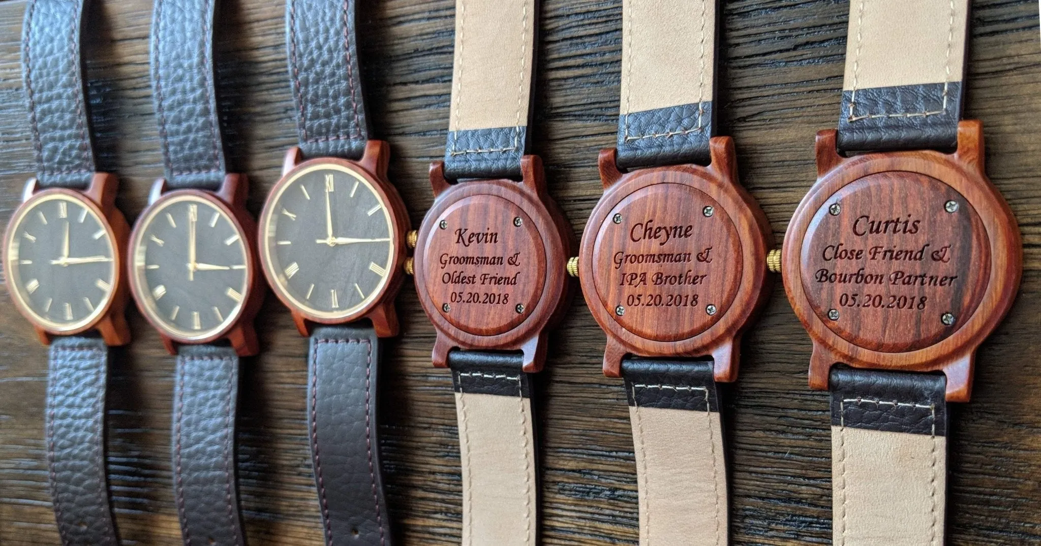 Men's Groomsmen Set Of 8 Wooden Watches Red Arce - Image 4