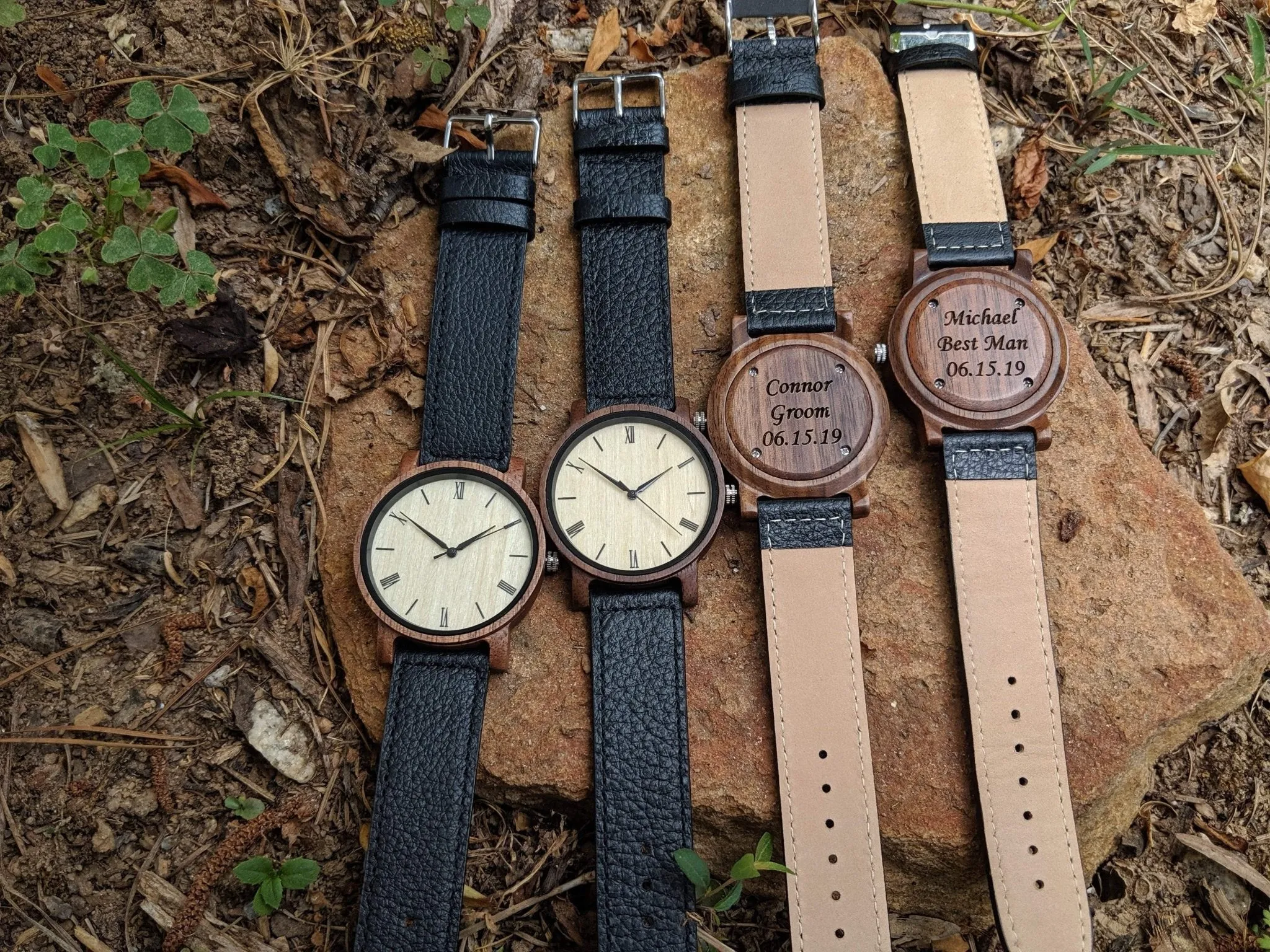 Groomsmen Set Of 9 Wooden Men's Watches Walnut Arce - Image 3