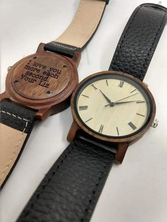 Groomsmen Set Of 9 Wooden Men's Watches Walnut Arce - Image 6