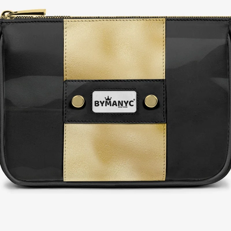 Handbag BYMANYC ® New York – Couture Vegan Vertical Band in Black & Gold Luxe - Image 3